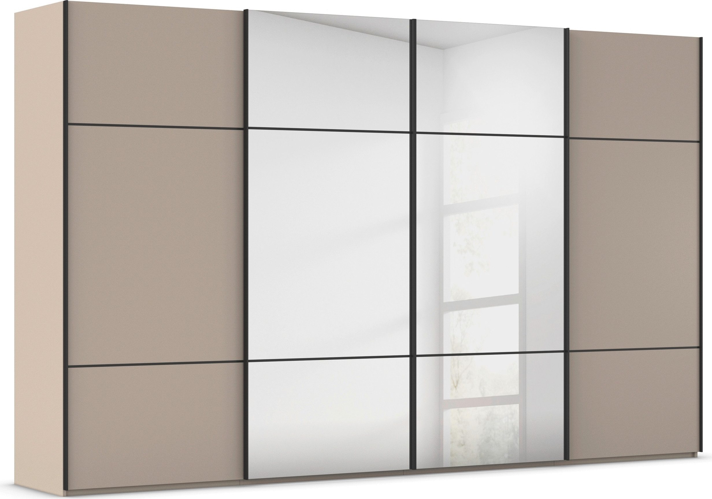 rauch Schuifdeurkast Kledingkast kast garderobe slaapkamerkast SCALE-TRIO edel drievoudig front met 2 sierlijsten en spiegel made in germany