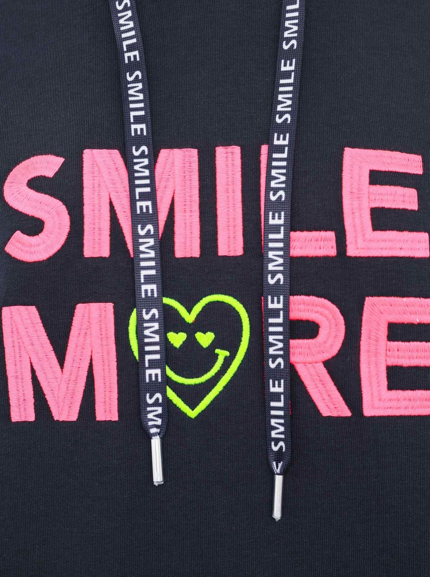 Zwillingsherz Hoodie "Smile More" met vrolijke borduursel en neonboord