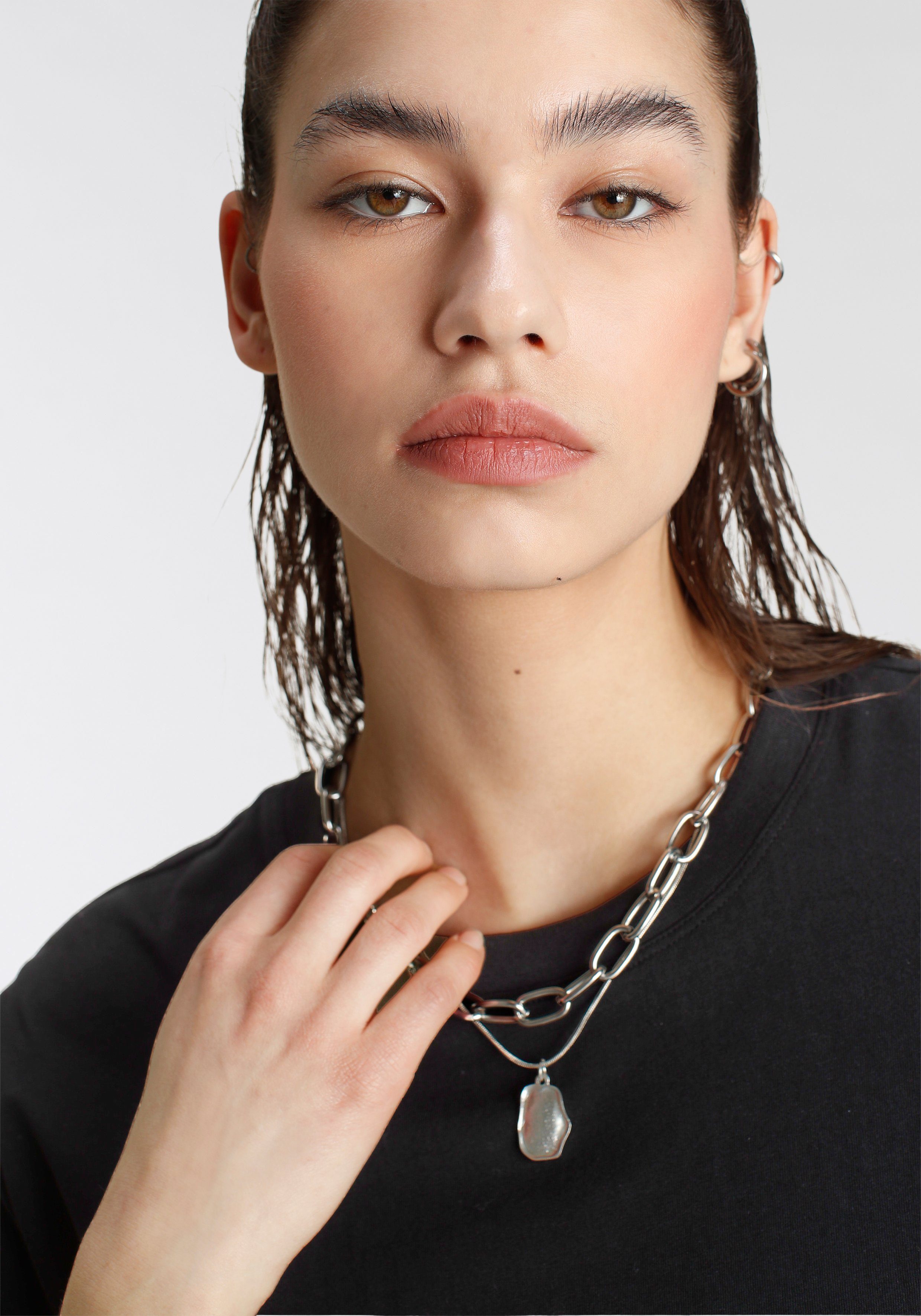 Tamaris Oversized shirt Korte mouwen, wijde snit, basic-stijl, ronde hals