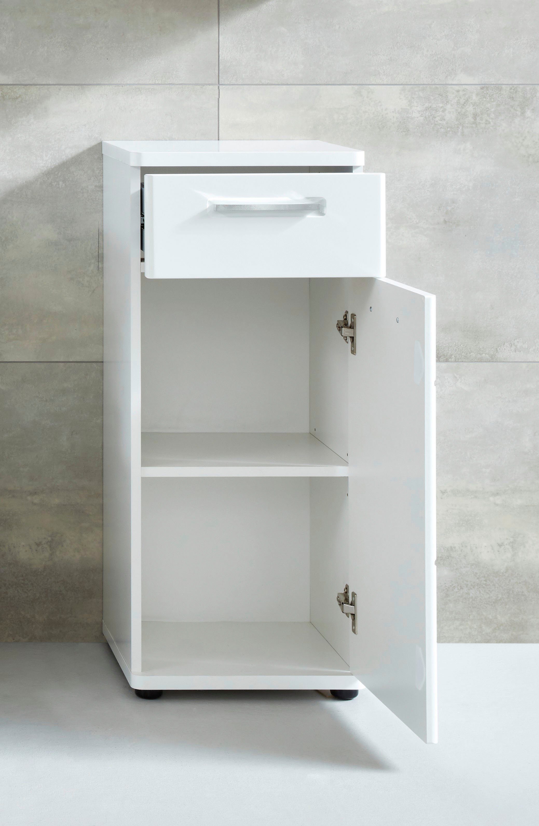 welltime Onderkast Mora Badkommode in wit met lade en 2 vakken - (B/D/H) 37/34/87 cm