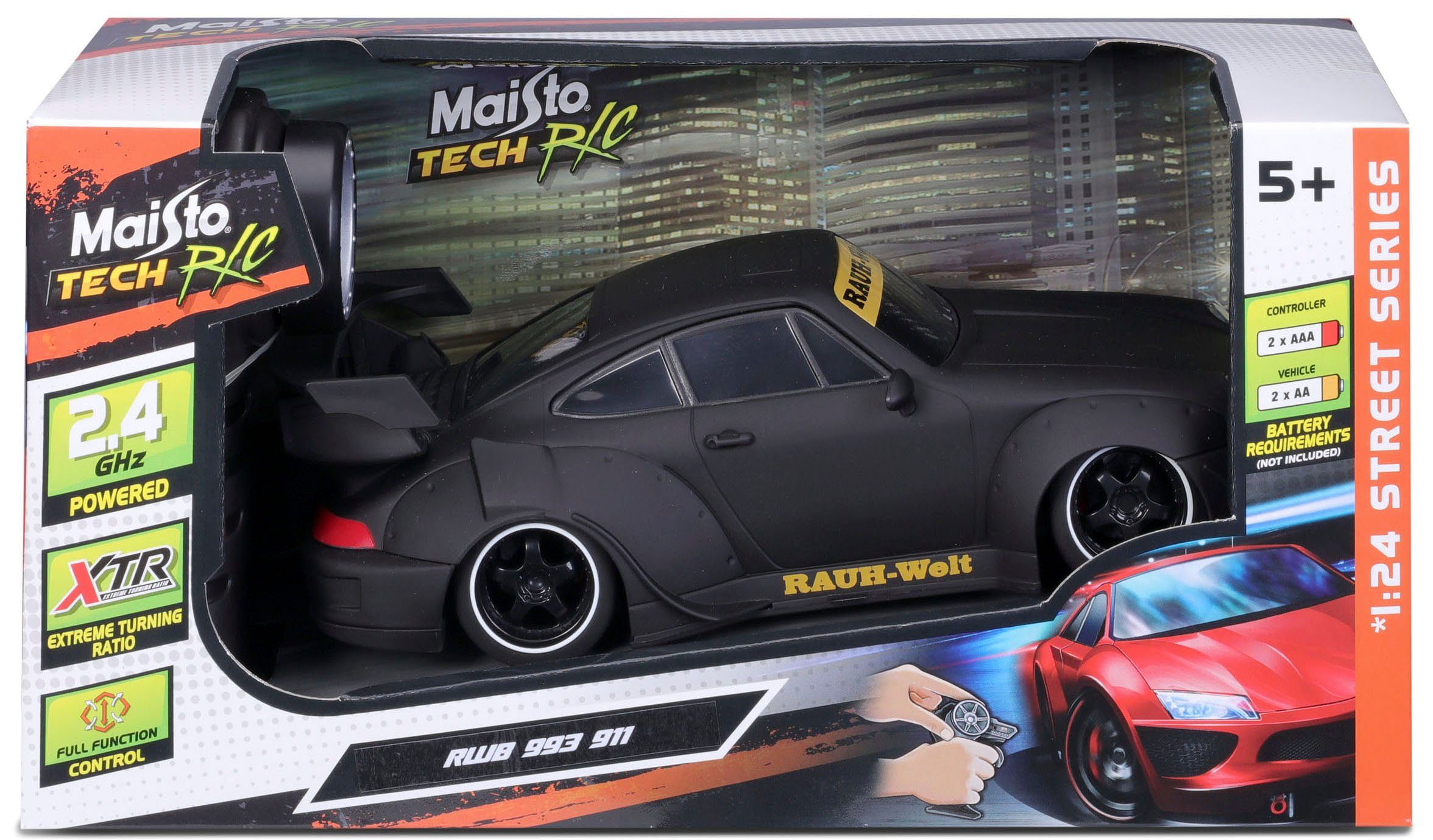 Maisto Tech Radiografisch bestuurbare auto Porsche 993 RWB 2,4 GHz, mat zwart