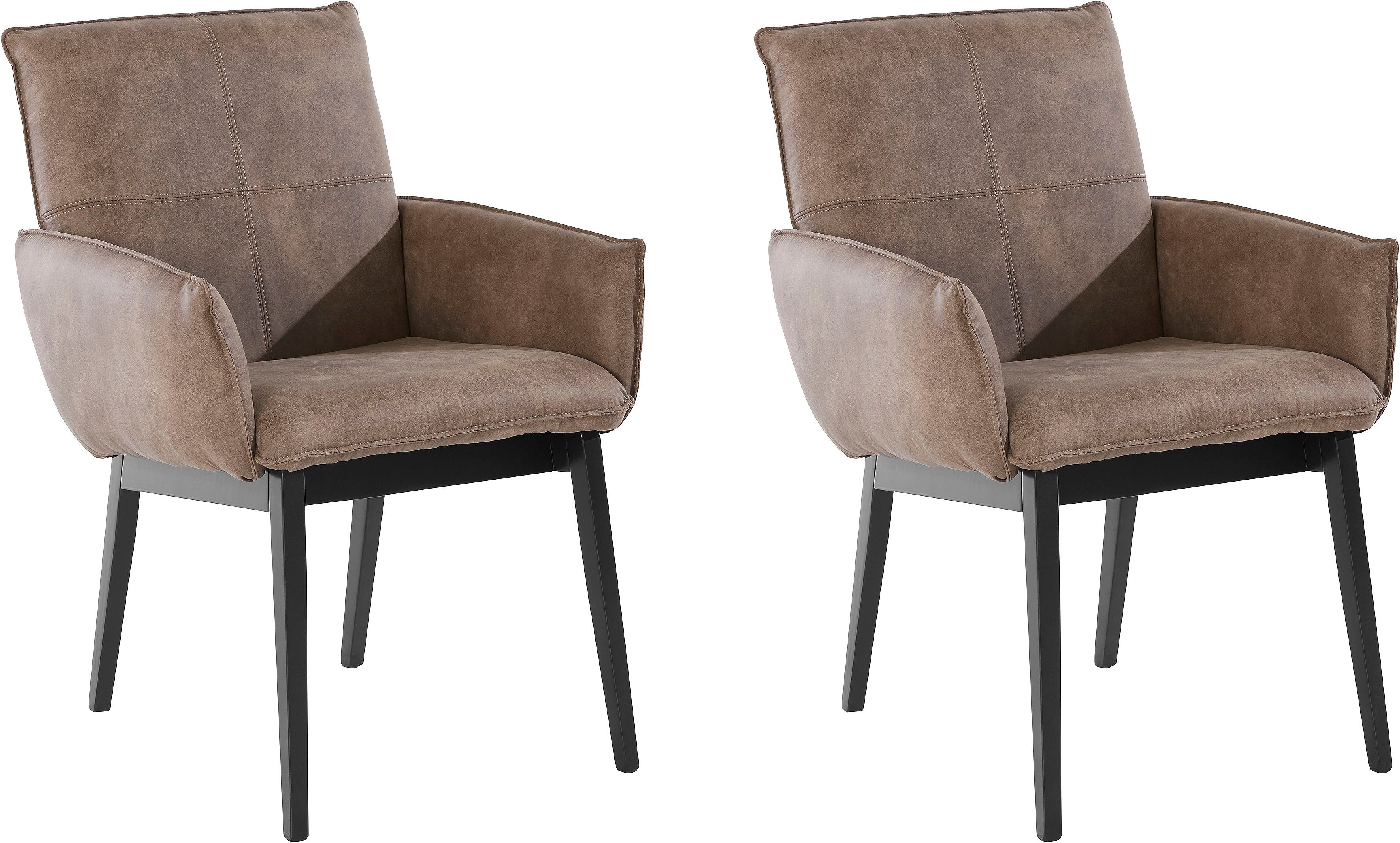 Home affaire Stoel met armleuningen Model 6 Bekleding van microvezel of leer, frame is beuken in zwart gelakt (2 stuks)