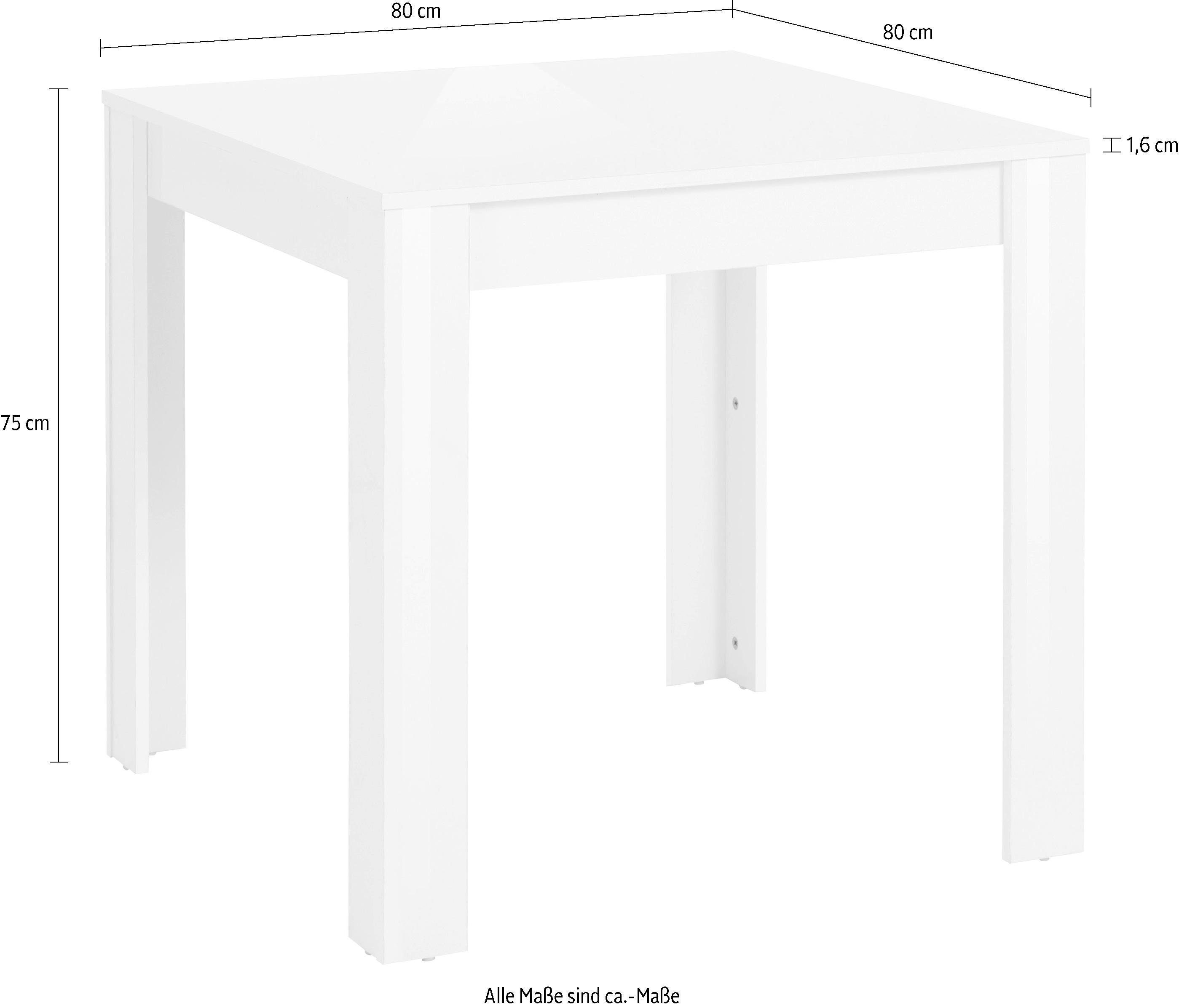 INOSIGN Eettafel Meigh, TOPSELLER! van houtmateriaal in hoogglans, breedte 80 of 120 cm
