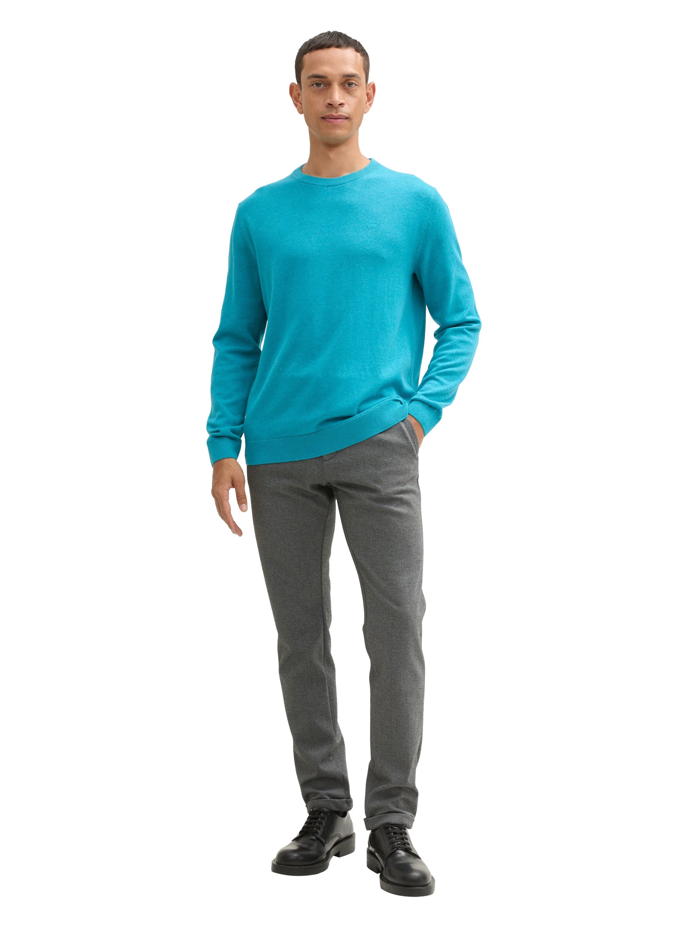 Tom Tailor Trui met ronde hals met geborduurd logo
