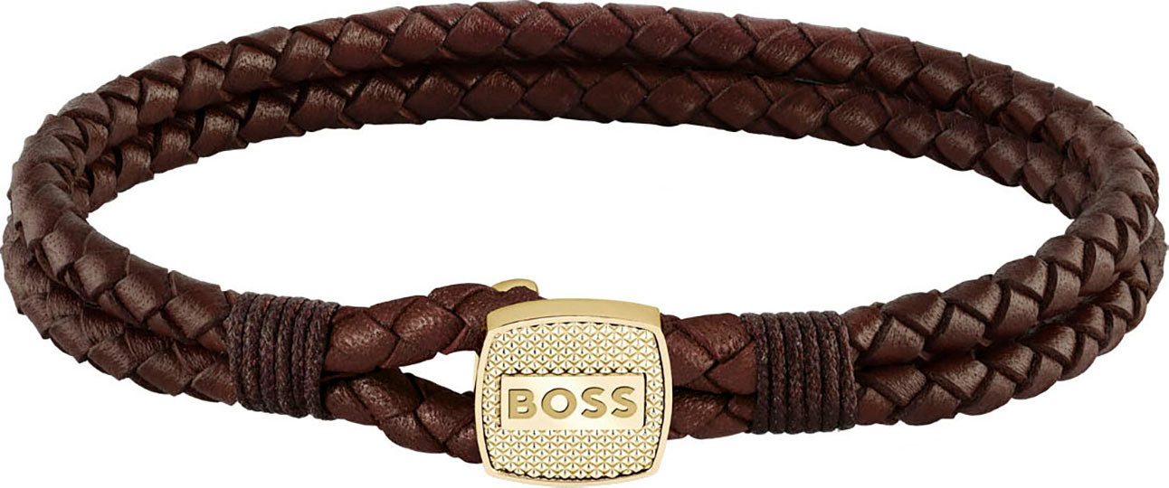 Boss Leren armband SEAL, 1580667M, 1580668M heren armbanden maat M bruin