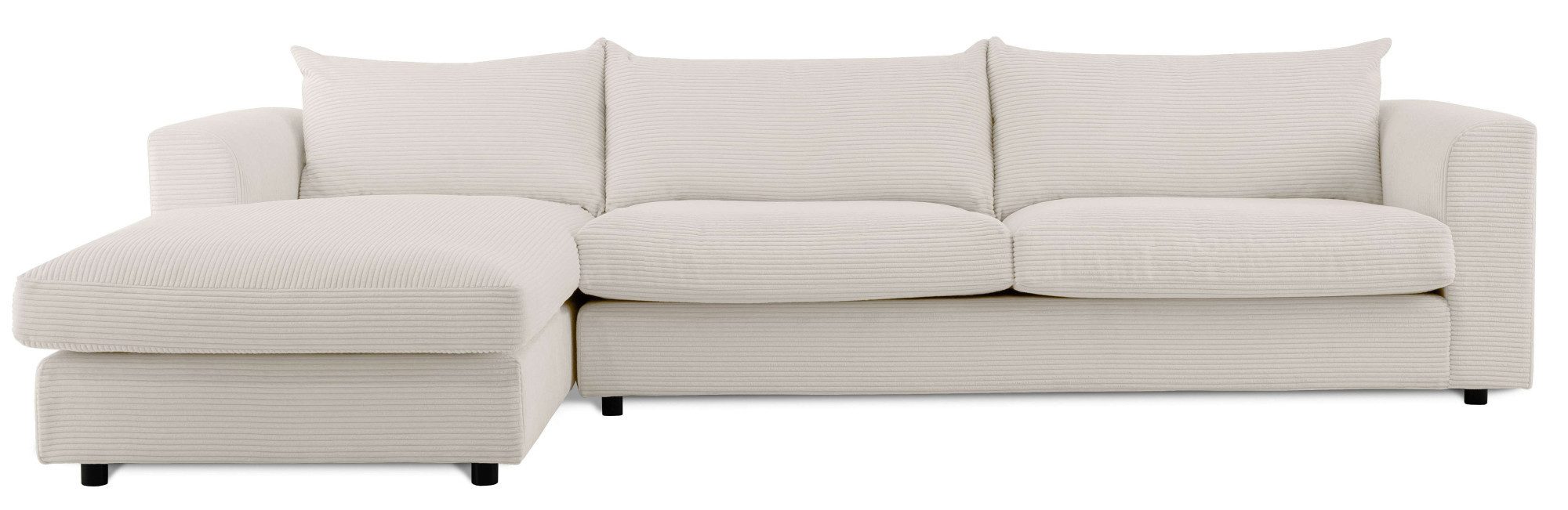 LeGer Home by Lena Gercke Hoekbank Avelina Breedte 297 cm, in cord- en chenille-stof, rugkussen met veren (2-delig)