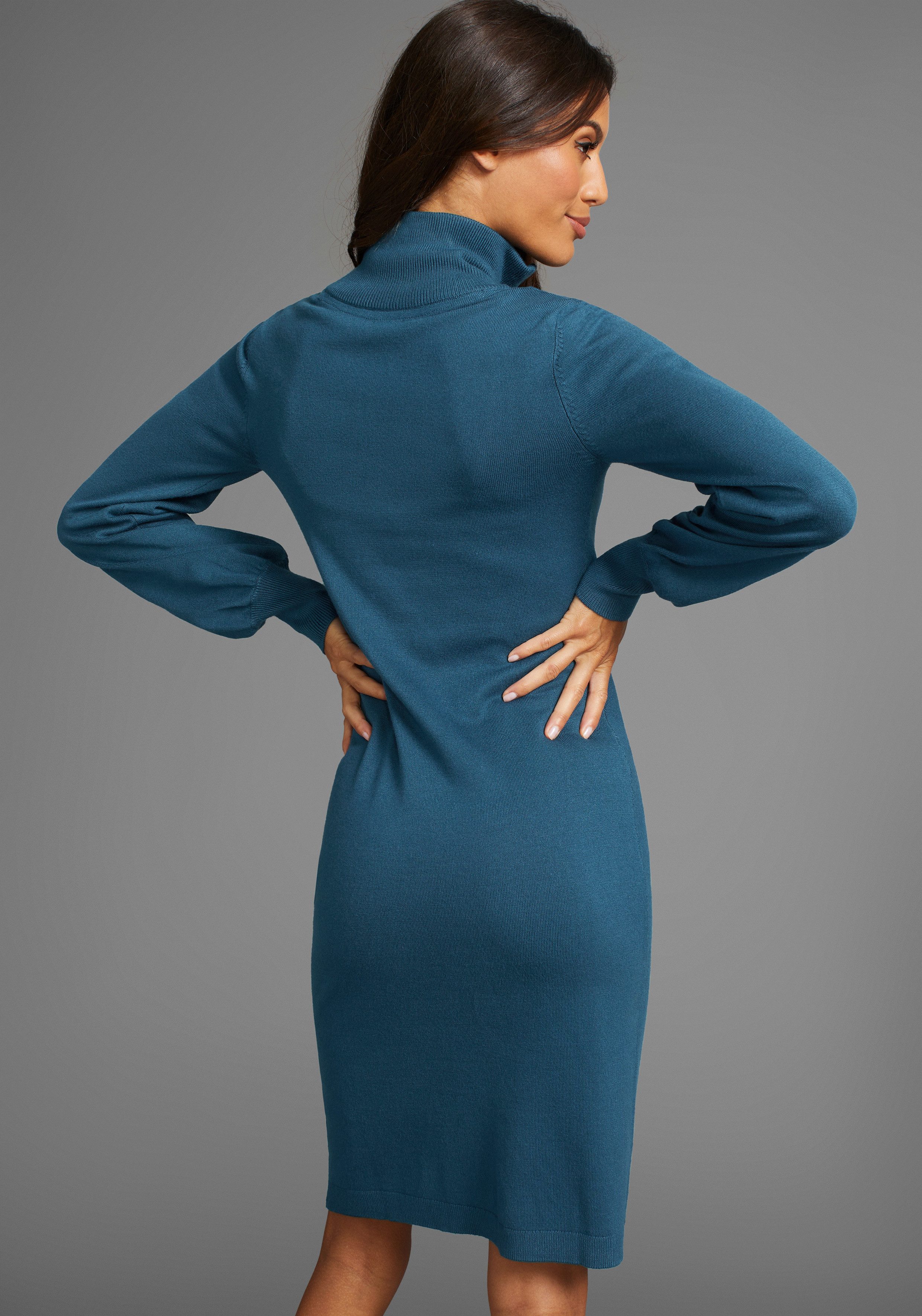 Laura Scott Gebreide jurk korte jurk, vrouwelijke look, van breiwerk, lange mouwen