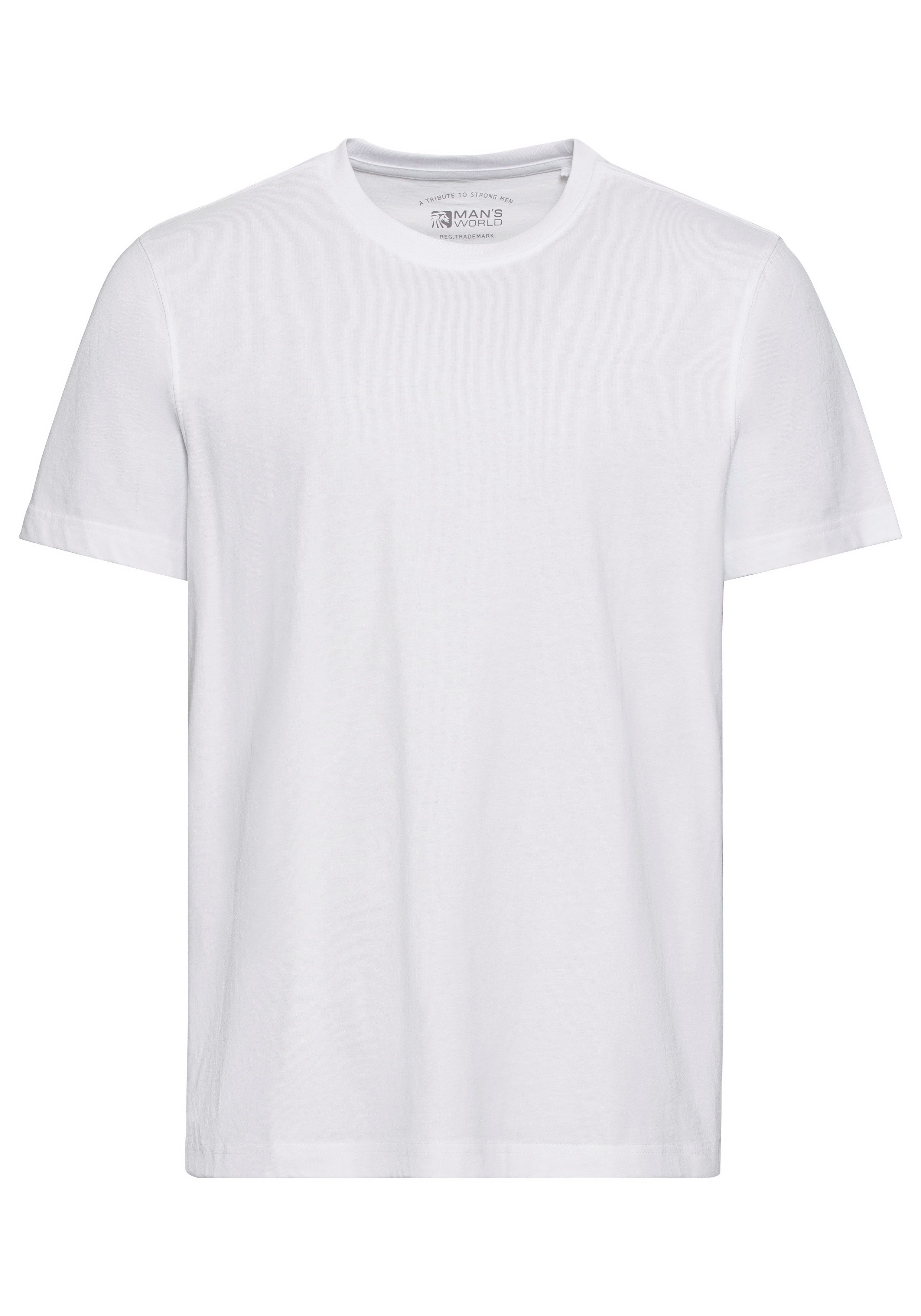 Man's World Shirt met ronde hals Korte mouw, effen kleur, ronde hals, van katoen(2-delig, Set van 2)