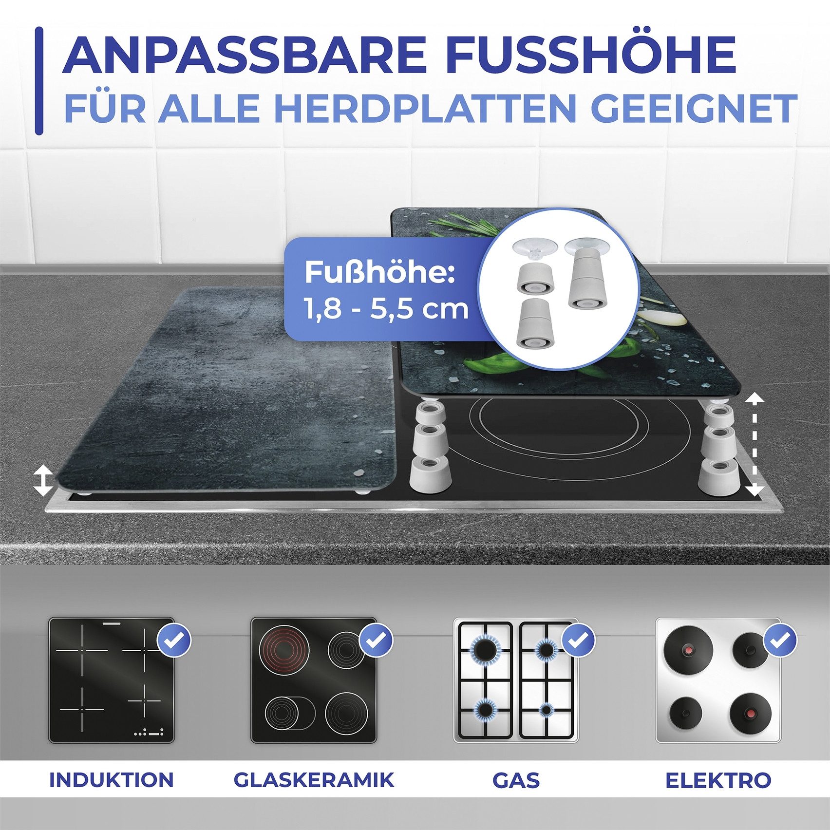 Maximex Kookplaatdeksel Universeel Model Rozemarijn (set, 2-delig)