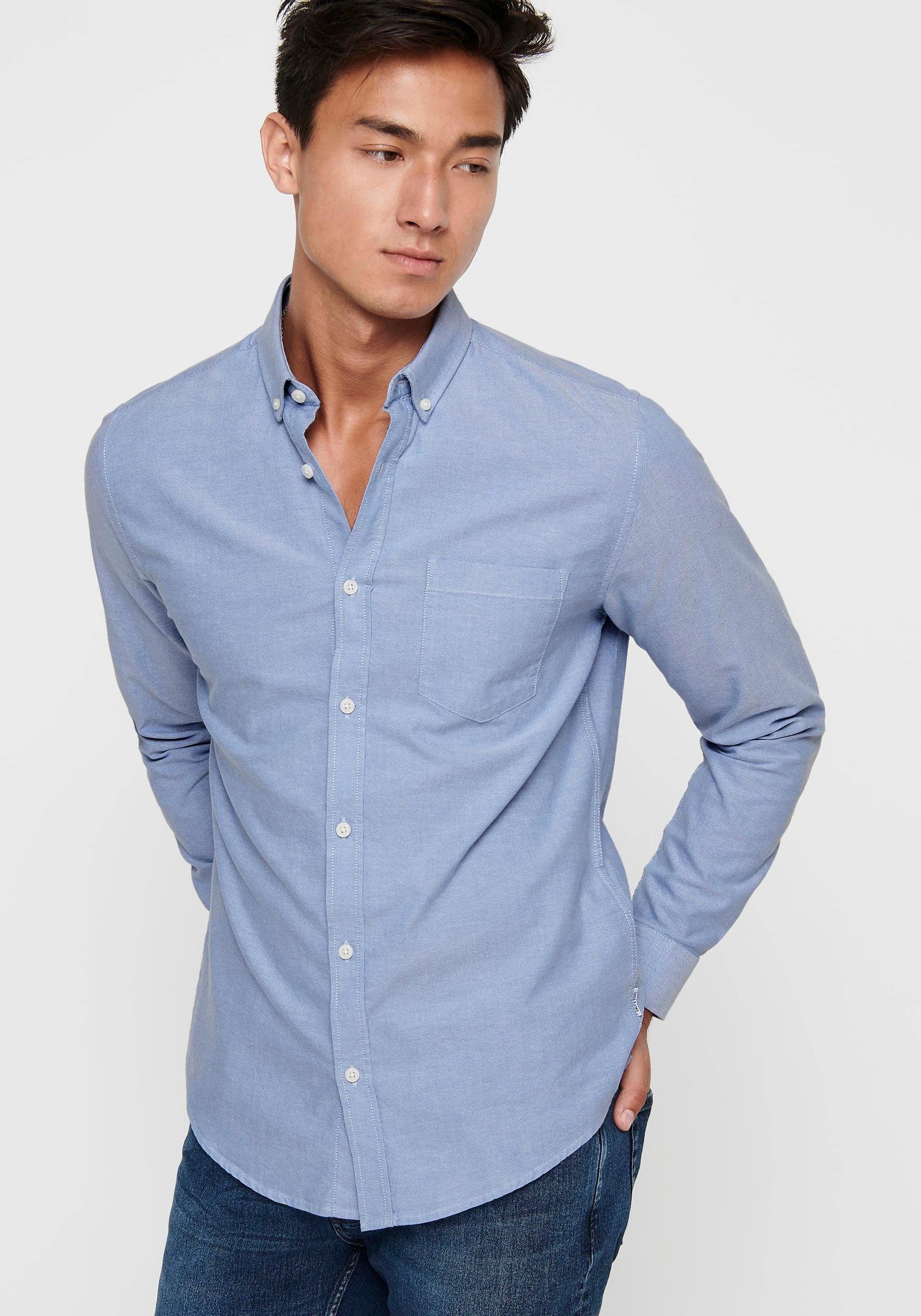 ONLY & SONS Overhemd met lange mouwen ONSALVARO SLIM LS OXFORD SHIRT NOOS