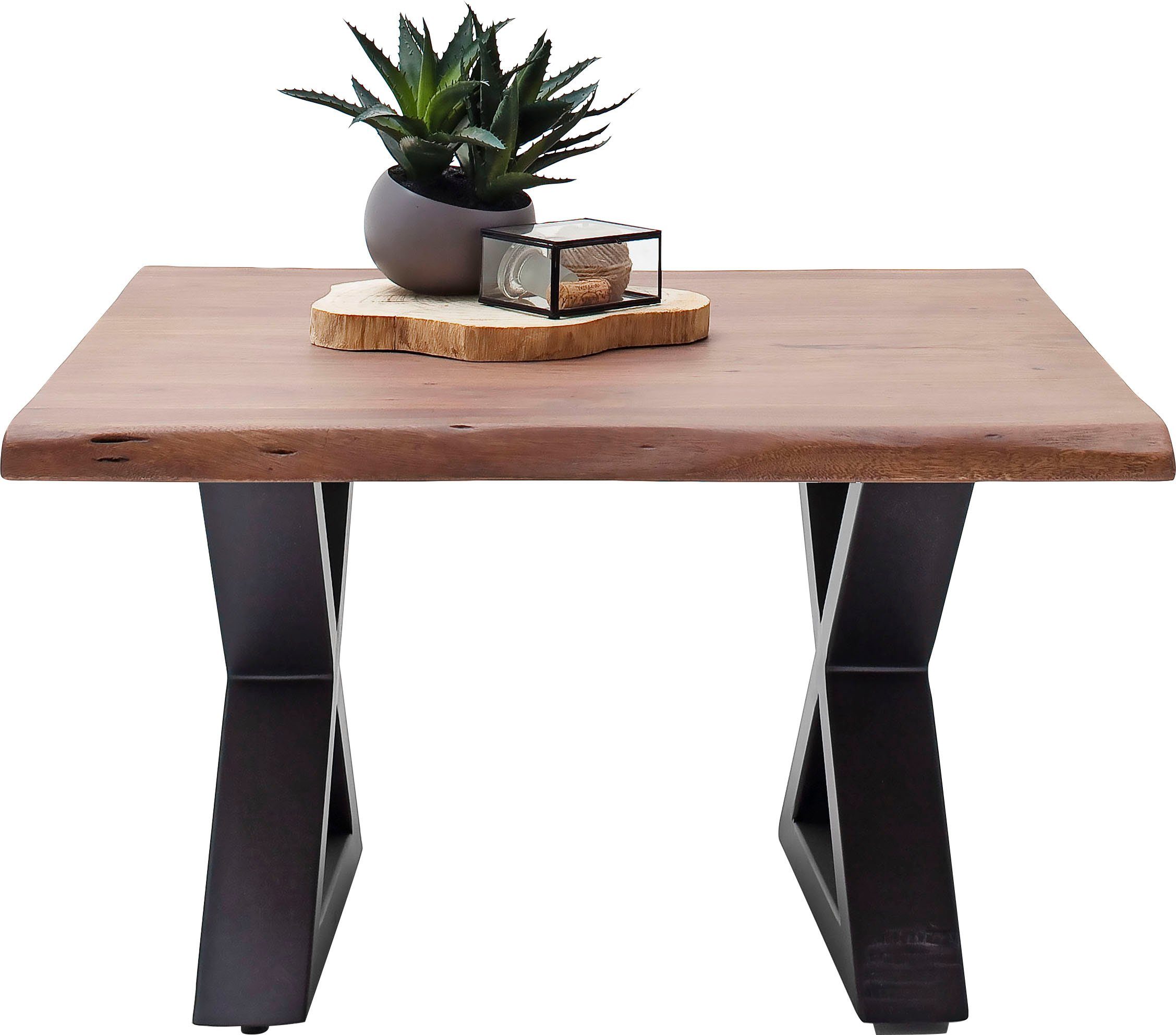 MCA furniture Salontafel Cartagena Salontafel massief hout met boomstamrand en natuurlijke kieren en gaatjes