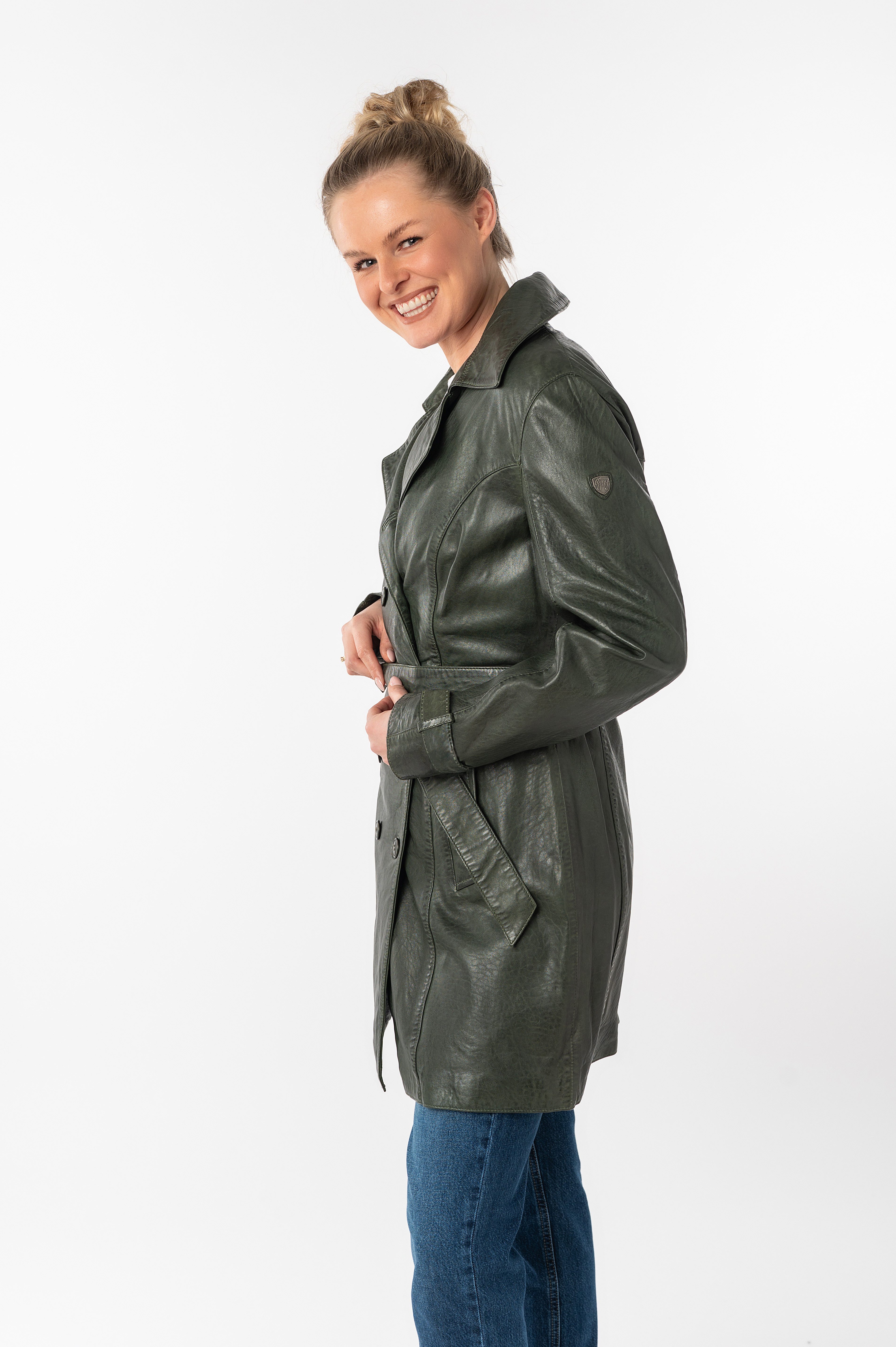 Mauritius Lange, leren jas GWTaresa Leren trenchcoat met strikriem (2-delig, Met een bindceintuur)
