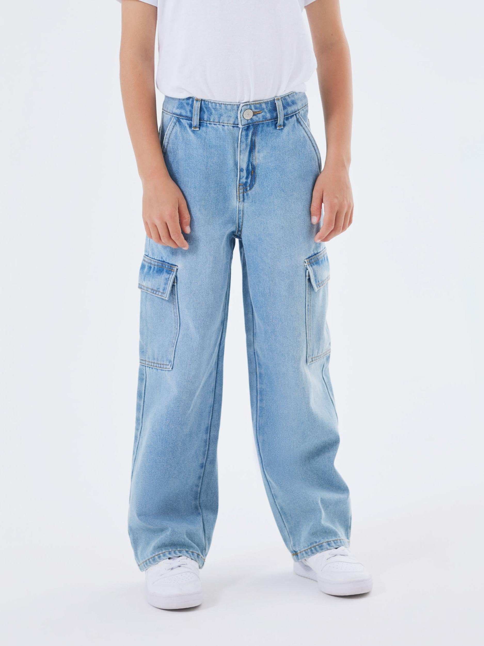 Name it KIDS wide leg jeans NKFROSE light blue denim Blauw Meisjes Stretchdenim 128