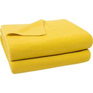 zoeppritz deken soft-fleece met gehaakte rand geel