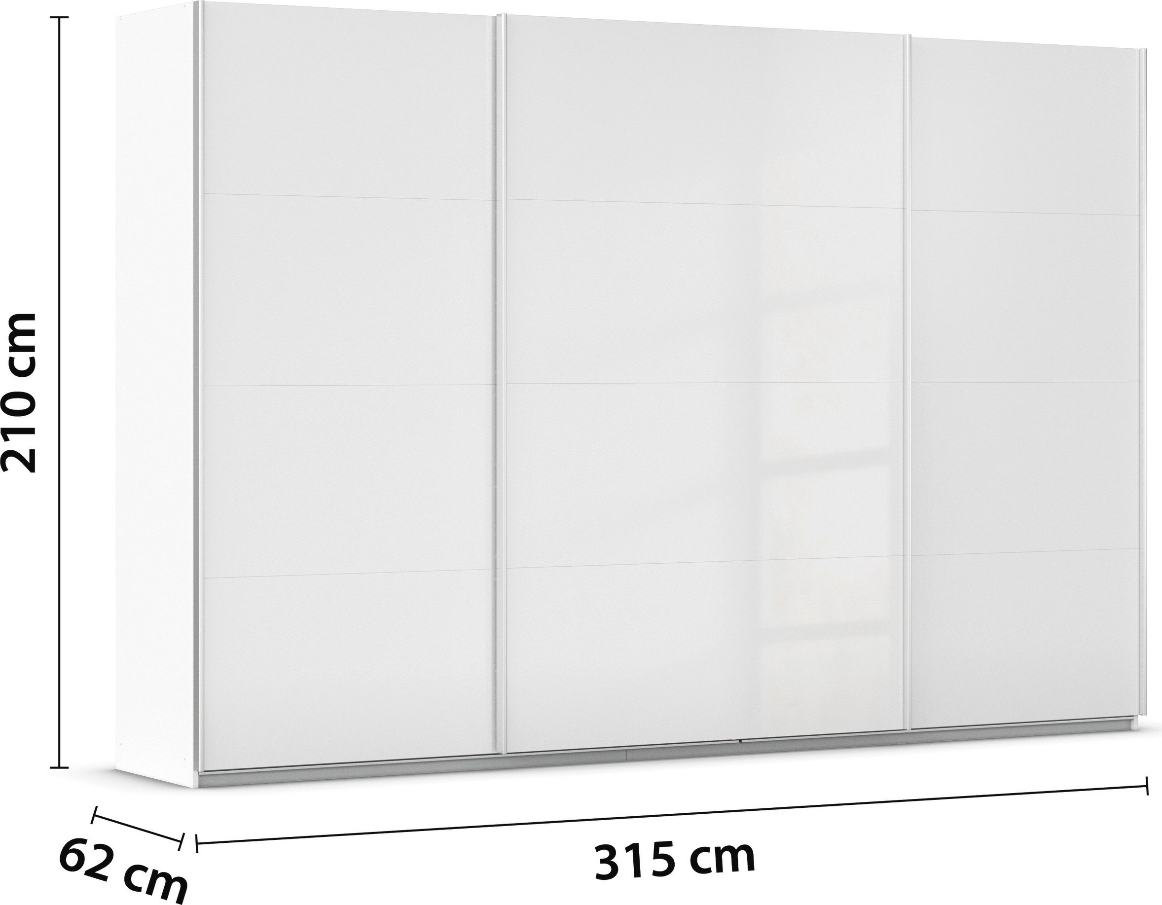 rauch Schuifdeurkast Kledingkast kast garderobe AGORDO met decor- of hoogglansfront doordachte binnenuitrusting, in 4 breedtes en 2 hoogtes made in germany