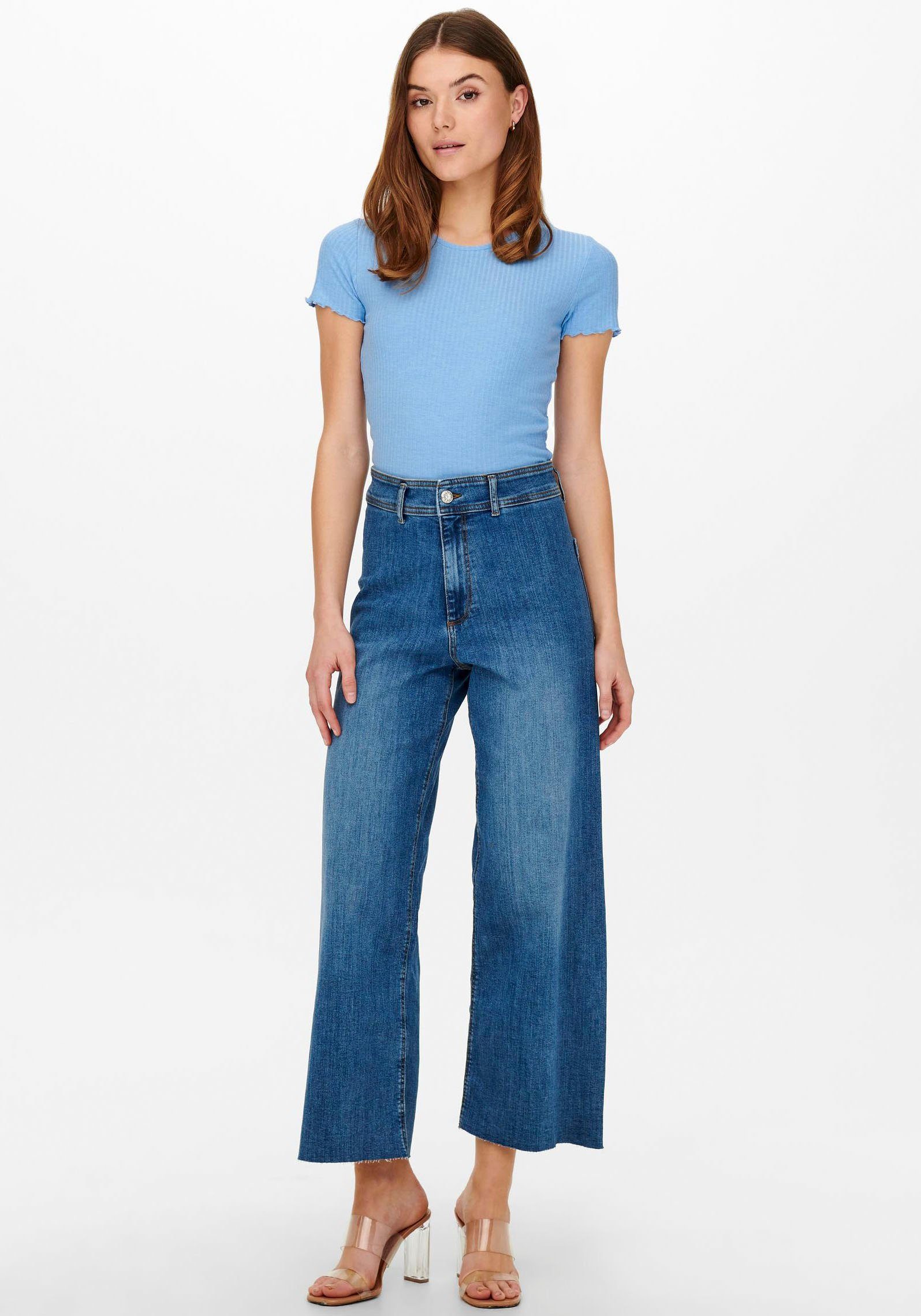 Only Shirt met ronde hals ONLEMMA – Shirt met korte mouwen en golvende zoom