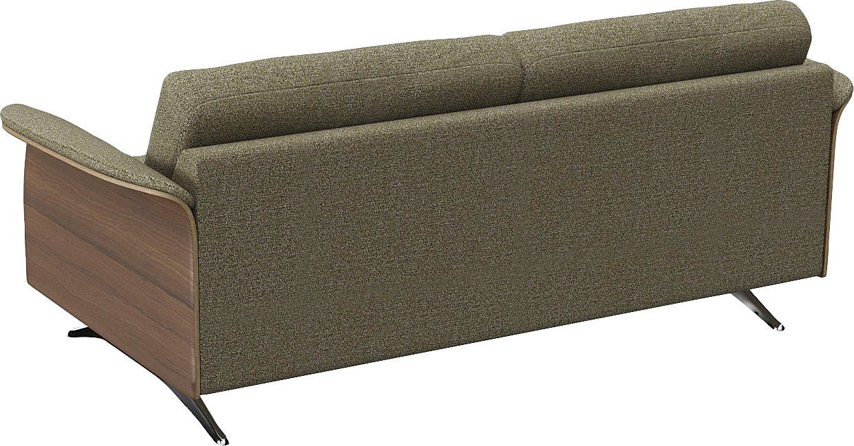 FLEXLUX 2,5-zitsbank Glow sofa, bank Premium zitting: koudschuim en binnenvering, armleuningen. Walnoot, aluminium voet