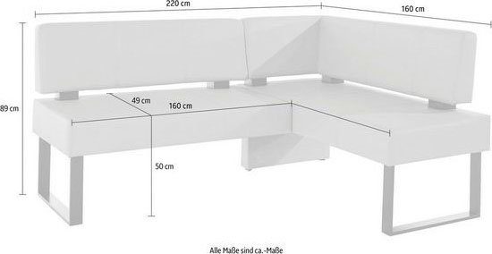 Home affaire Hoekbank Oliver met metalen frame, keukenbank verschillende hoezen cord eetkamerbank ottos choice