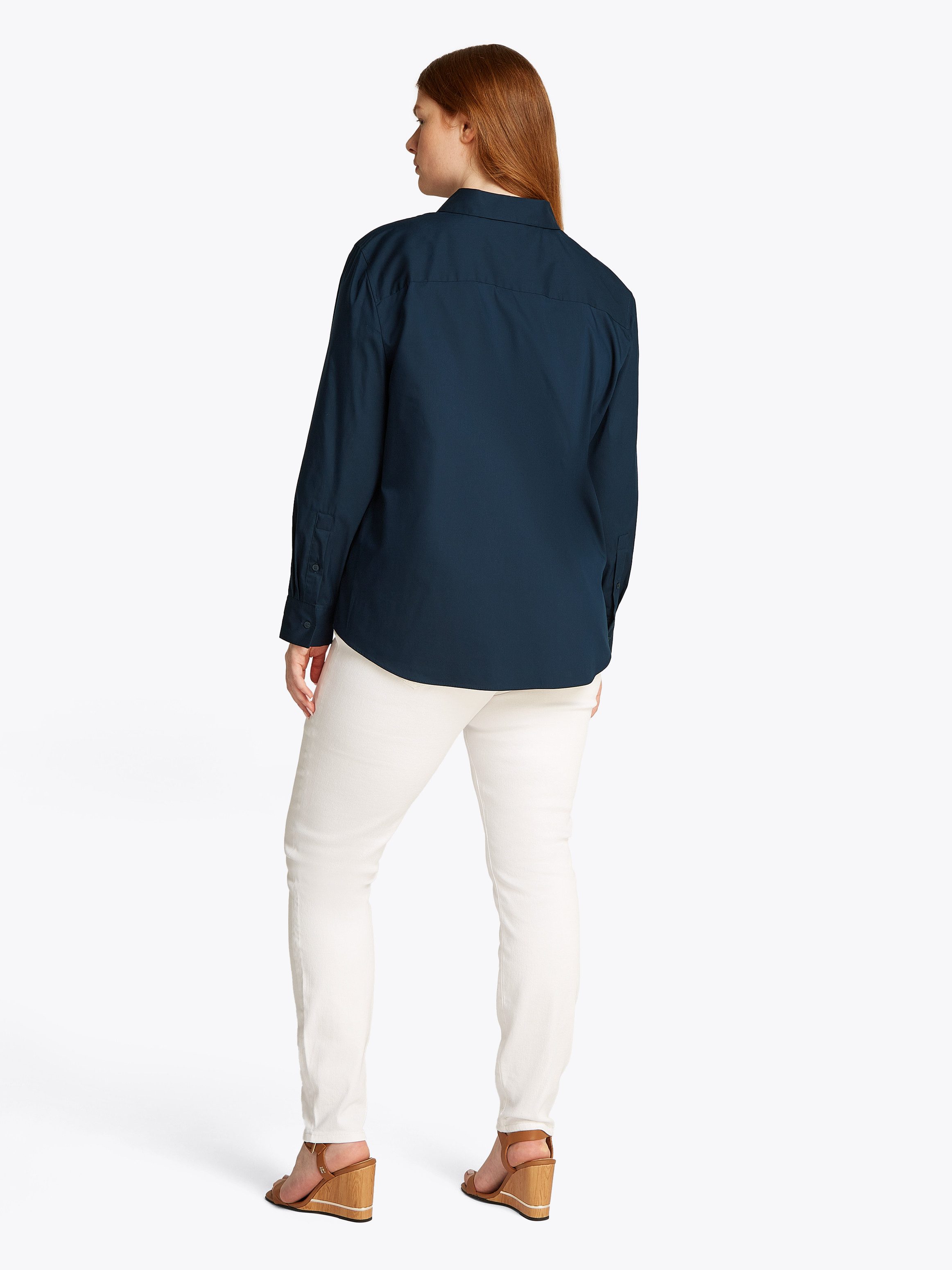 Tommy Hilfiger Curve Overhemdblouse CRV ESS POPLIN REGULAR SHIRT in grote maten, popeline kwaliteit, logoborduursel