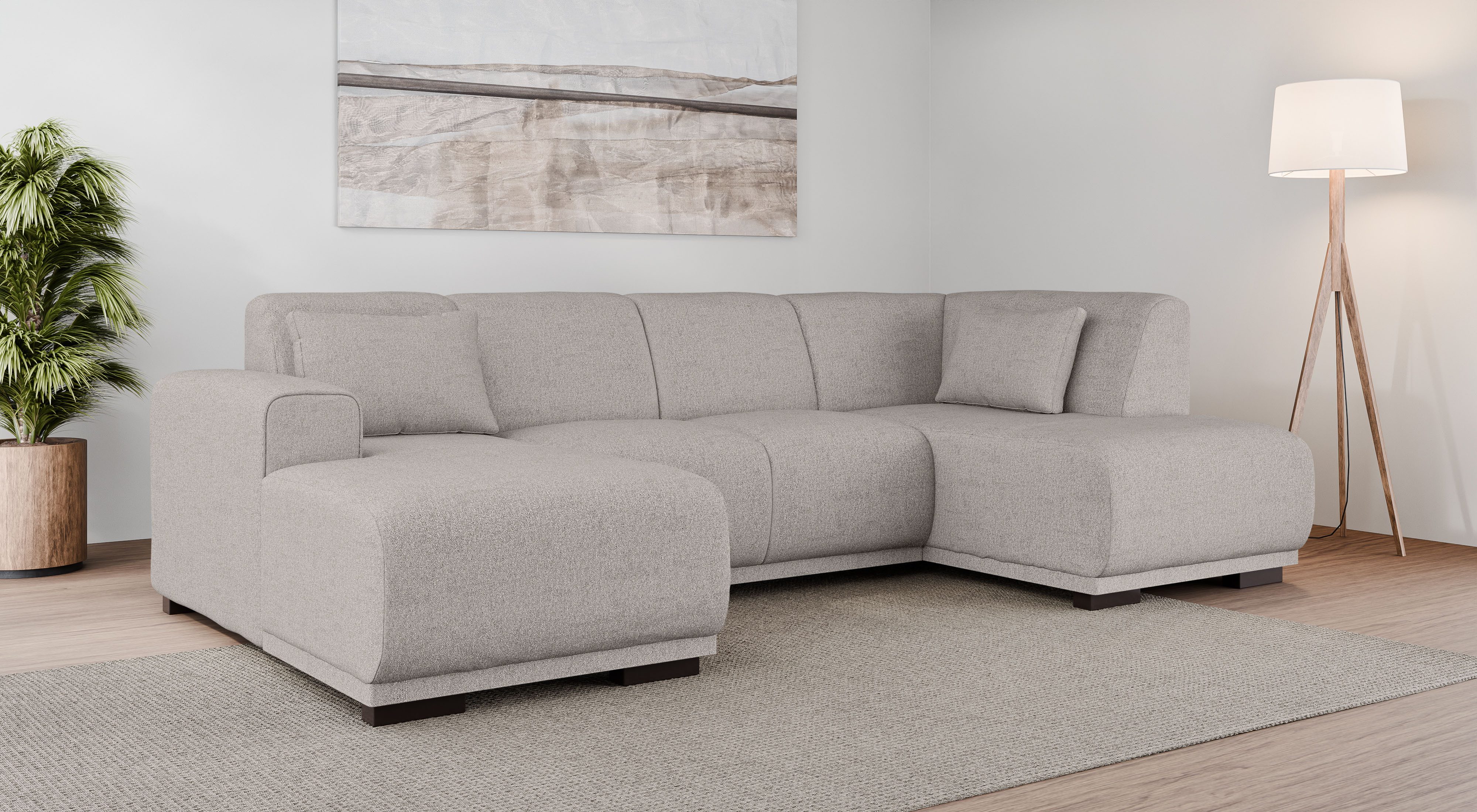 Home affaire Zithoek BORNHOLM U-vorm met chaise longue rechts/links, B/D/H: 300/162/85 cm U-vorm met golvende ondervering, chaise longue rechts of