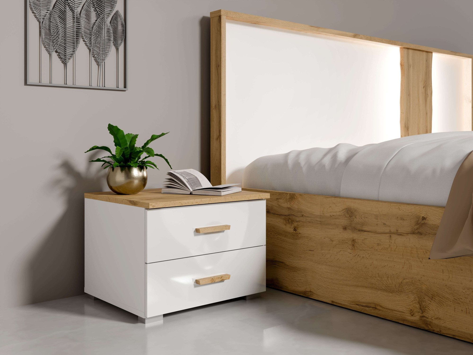 INOSIGN Nachtkastje Nachttafels Fabella (2 stuks), BxDxH 46,4x40,8x35 cm (set) nachtkastjes wit
