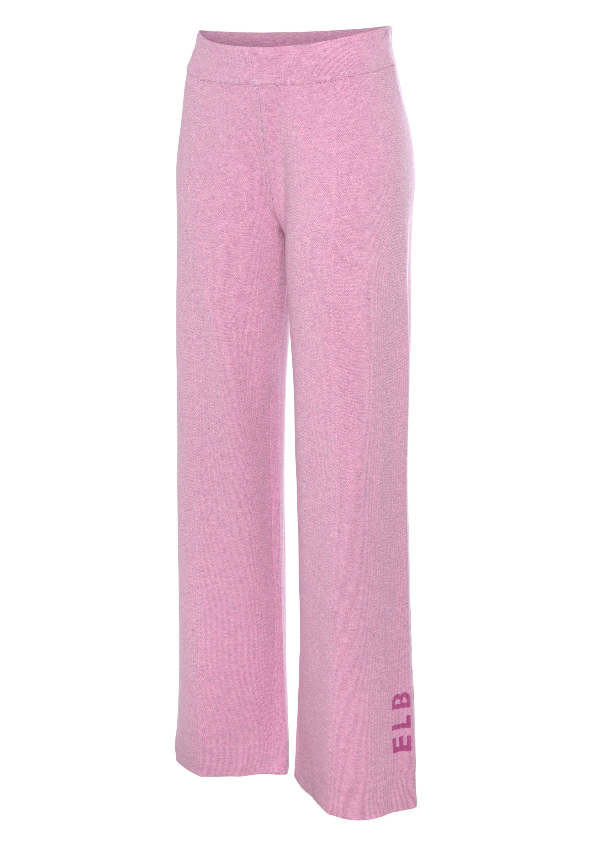 Elbsand Tricotbroek -Loungebroek met wijde pijpen en geborduurd logo, loungewear