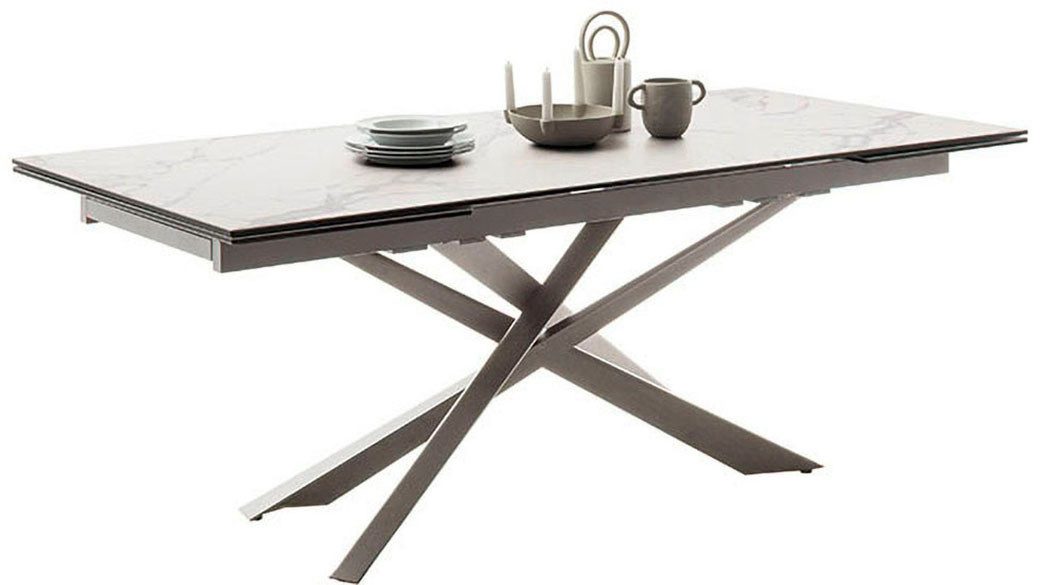 MCA furniture Eettafel TESERO uitschuifbare tafel 200-300 cm Keramiek, roestvrij staal, marmer-look, uittrekbaar, belastbaar tot 100 kg, 10-12 personen