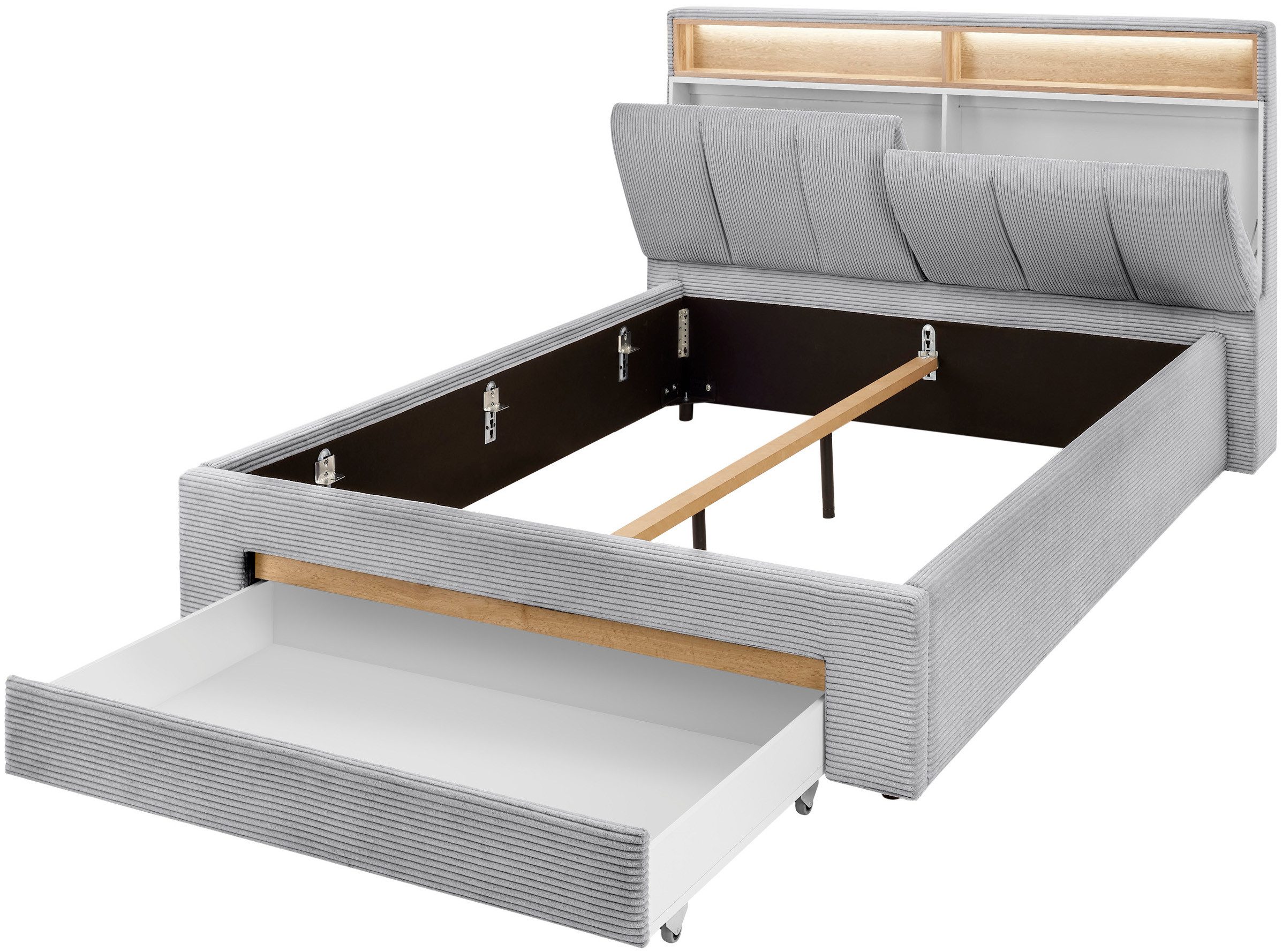 INOSIGN Gestoffeerd bed CiTY/GiRON,, gepolsterd opbergbed, met LED-verlichting Bedkisten met hondenbed of als opbergruimte, opklapbare hoofdeinden