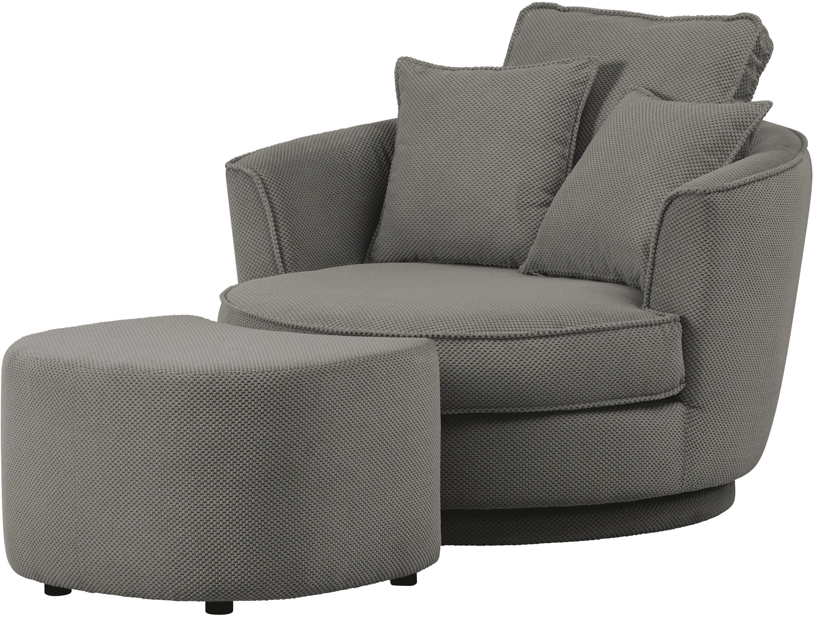 Leonique Draaibare fauteuil MAISIE, Love Seat XXL leesfauteuil, grote fauteuil met poef(2 stuks)