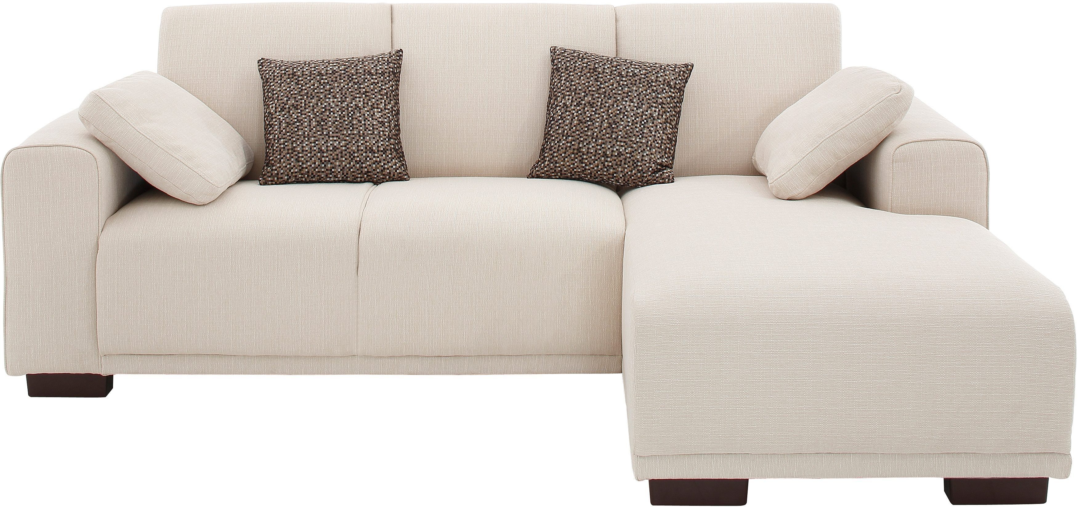 Home affaire Hoekbank BORNHOLM L-vorm met chaise longue, afmetingen B/D/H: 234/162/85 cm Recamiere links of rechts bestelbaar, golfvering, inclusief 2 kussens