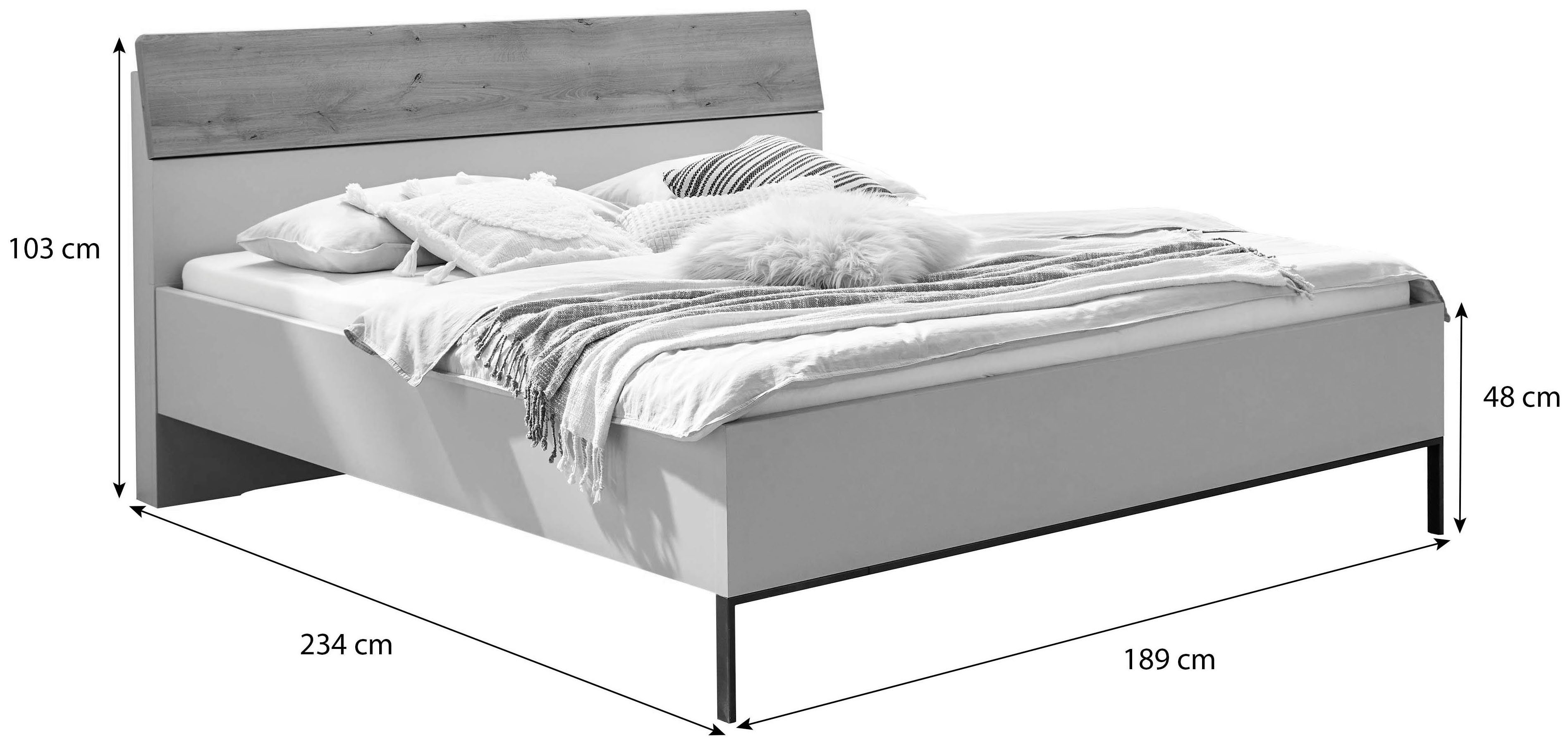 WIEMANN Futonbed Asti Afwerking imitatie wit eiken, slede in leisteen