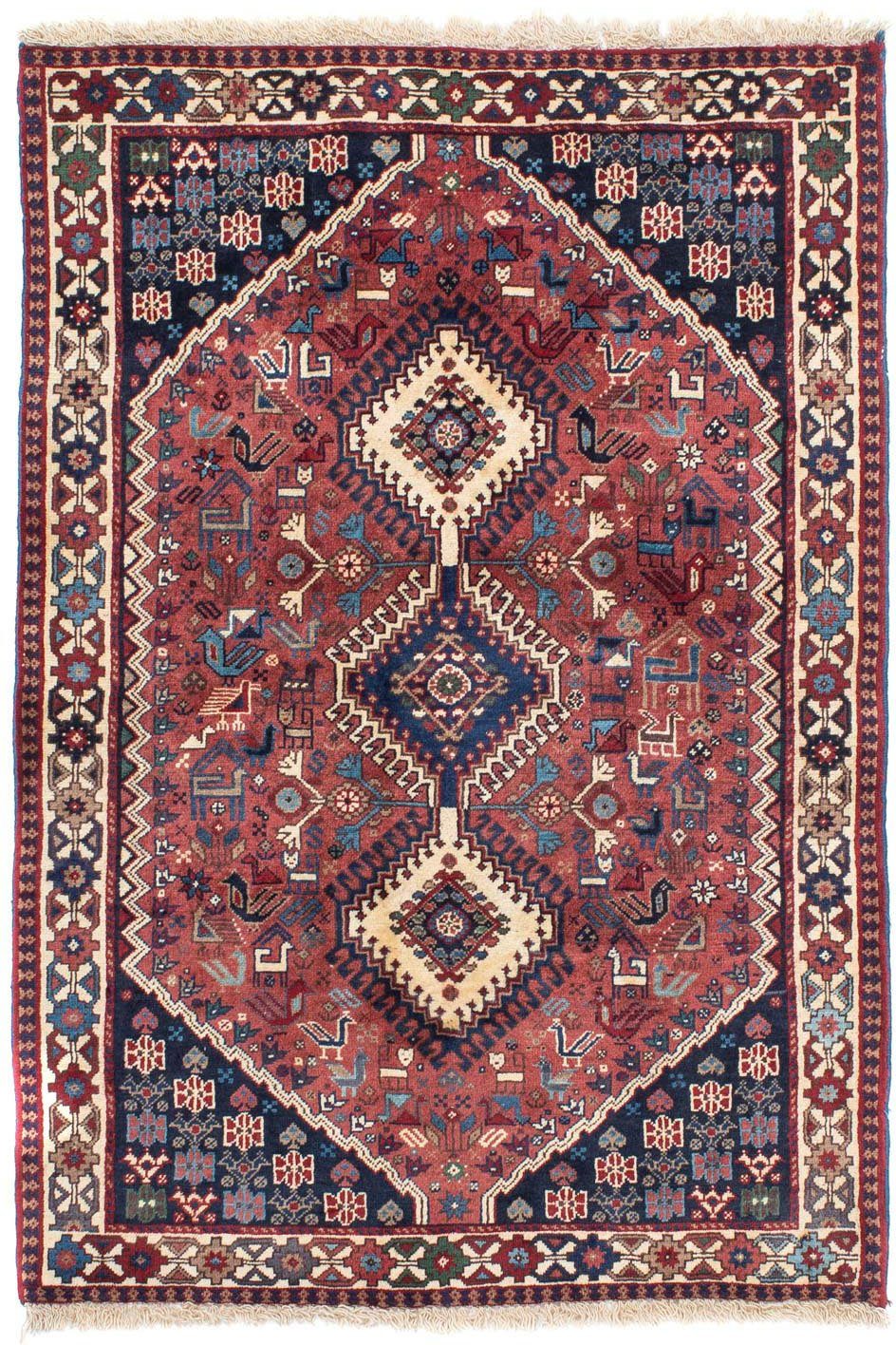 morgenland Wollen kleed Yalameh velden rosso chiaro 140 x 100 cm Handgeknoopt