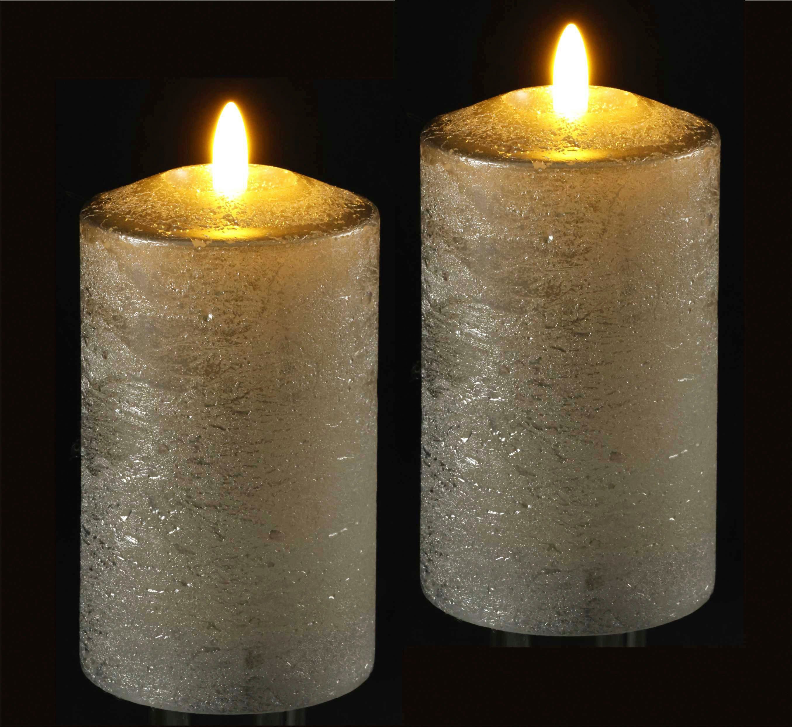 I.GE.A. Led-kaars Batterijgevoede LED-kaarsen van echtwas, hoogte ca. 12,5 cm (set, 2-delig)