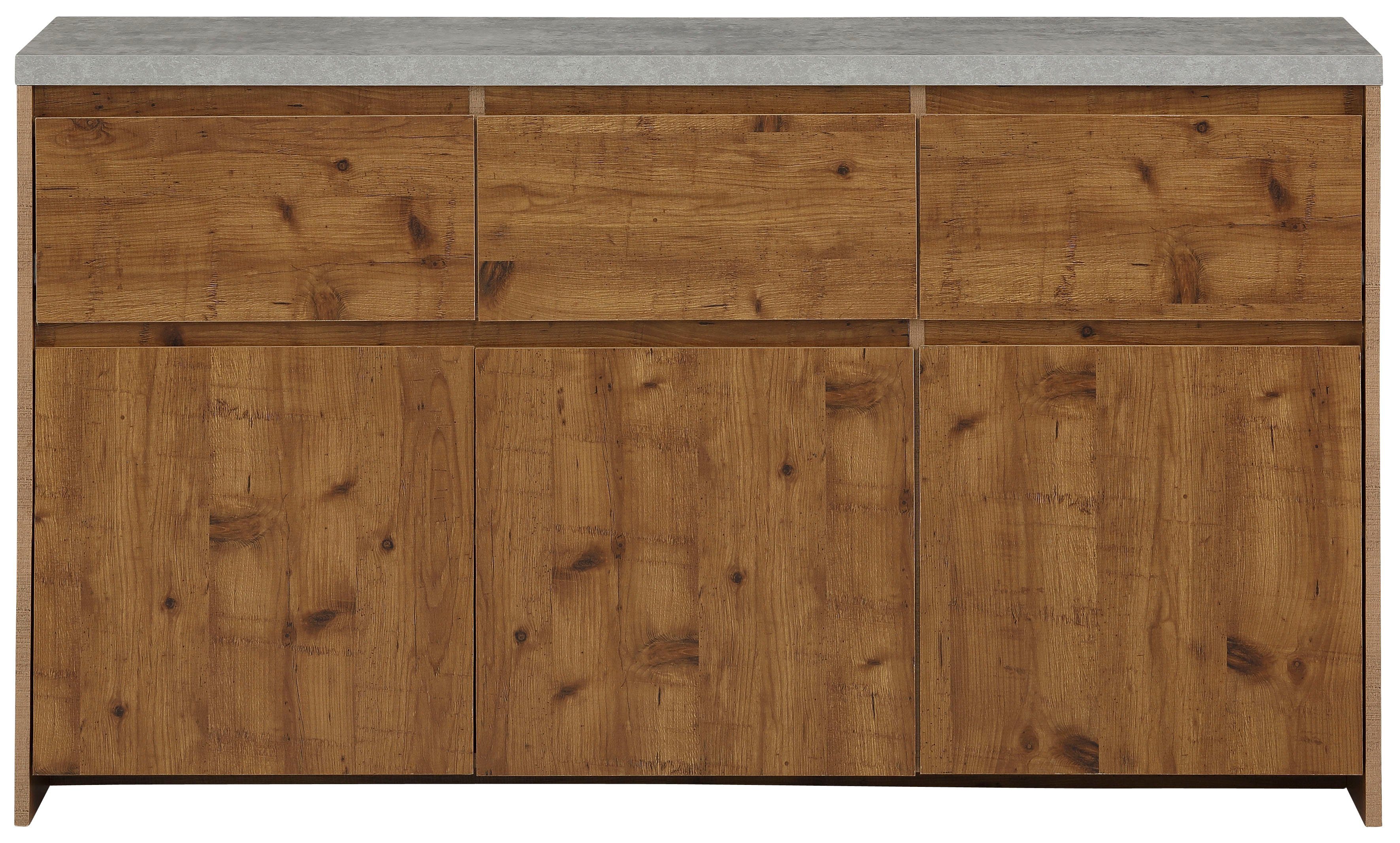 Home affaire Highboard Maribo Commode in moderne landhuisstijl, met betonnen bovenblad, breedte 140 cm