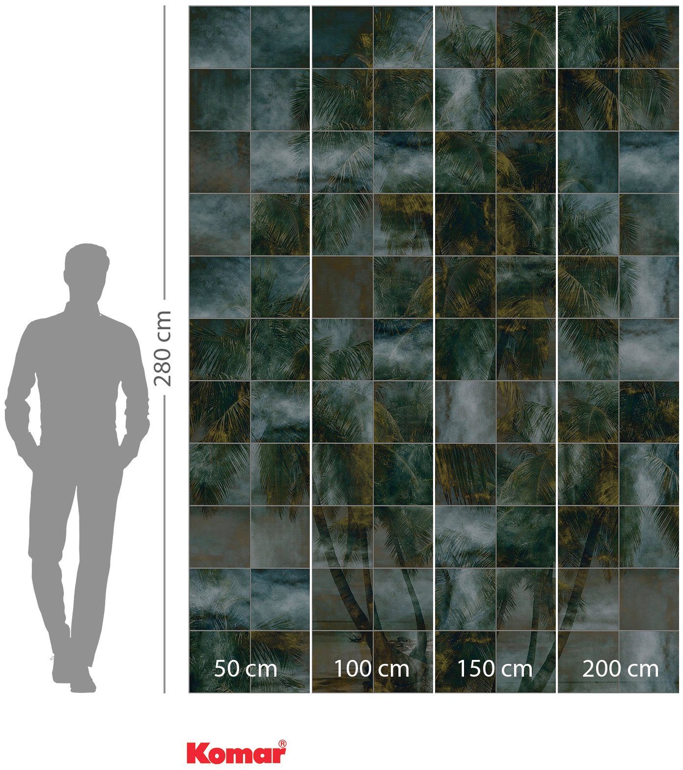 Komar Vliesbehang Digitale print vlies - Palm Puzzle - Afmeting 200 x 280 cm