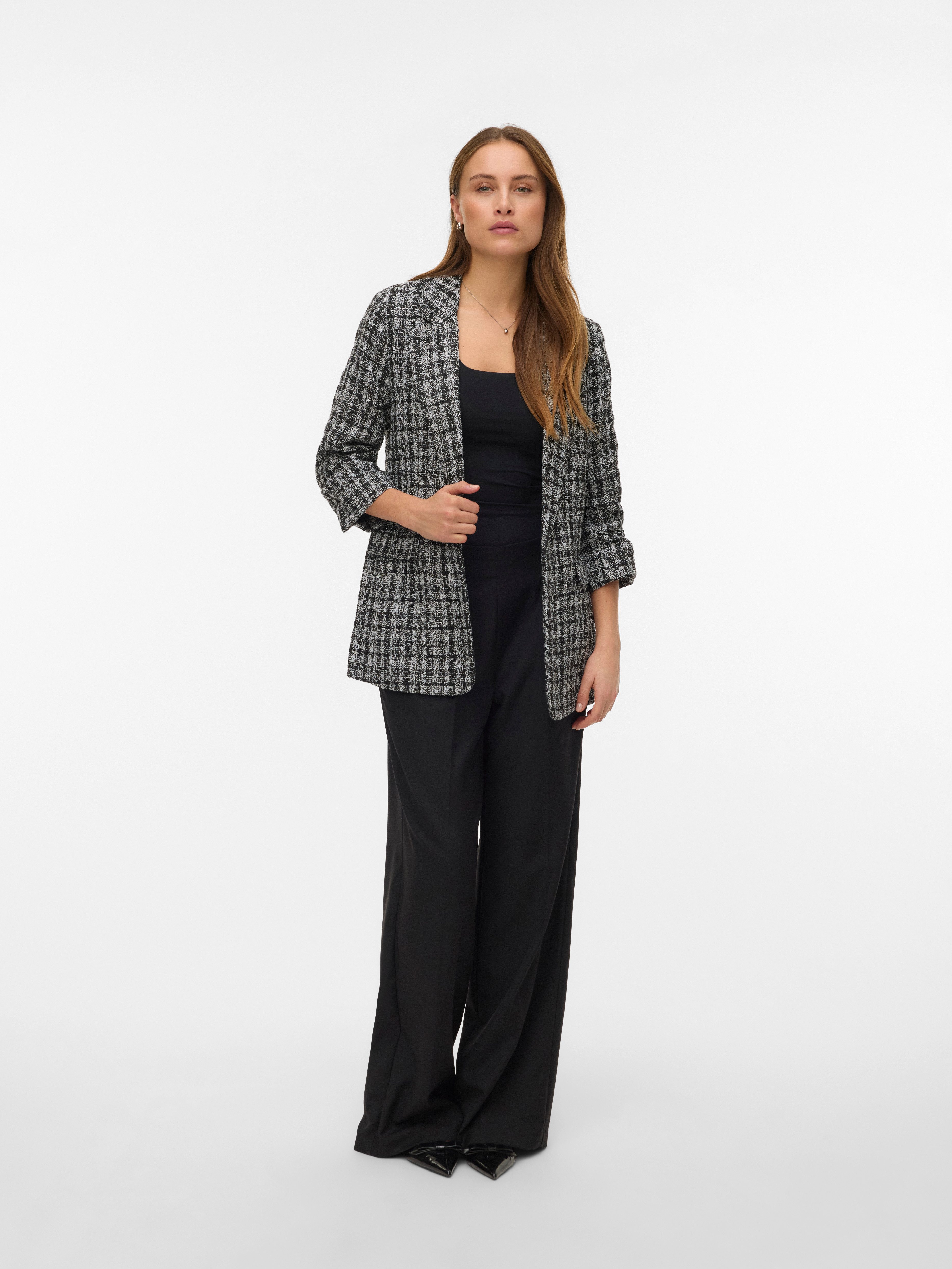 Vero Moda Lange blazer VMFRIDA LS REGULAR BLAZER NOOS zonder sluiting en met gerimpelde 3/4 mouw