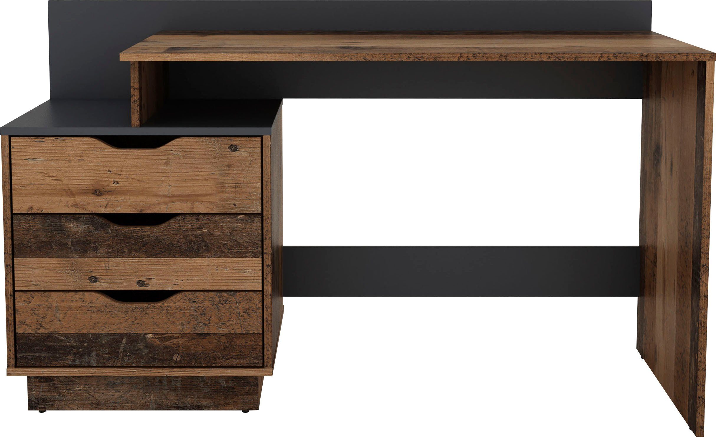 byLIVING Bureau Bern, modern pc-bureau met veel bergruimte, breedte 138 cm, rechts of links te monteren bureaus bruin