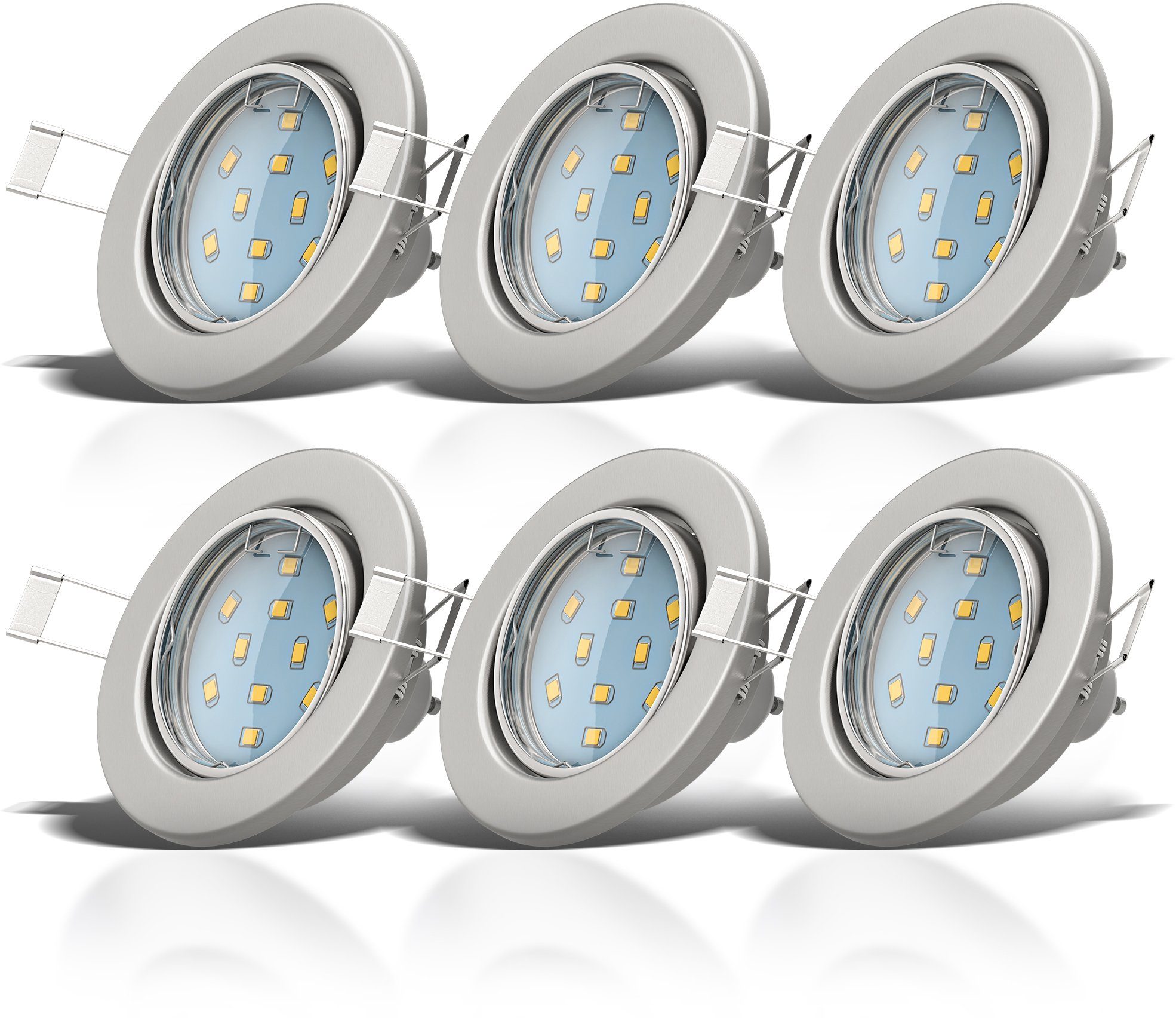 B.K.Licht Ledinbouwlamp Hila LED inbouwspot draaibaar incl. 3W 250 lumen GU10 3.000K 6-set