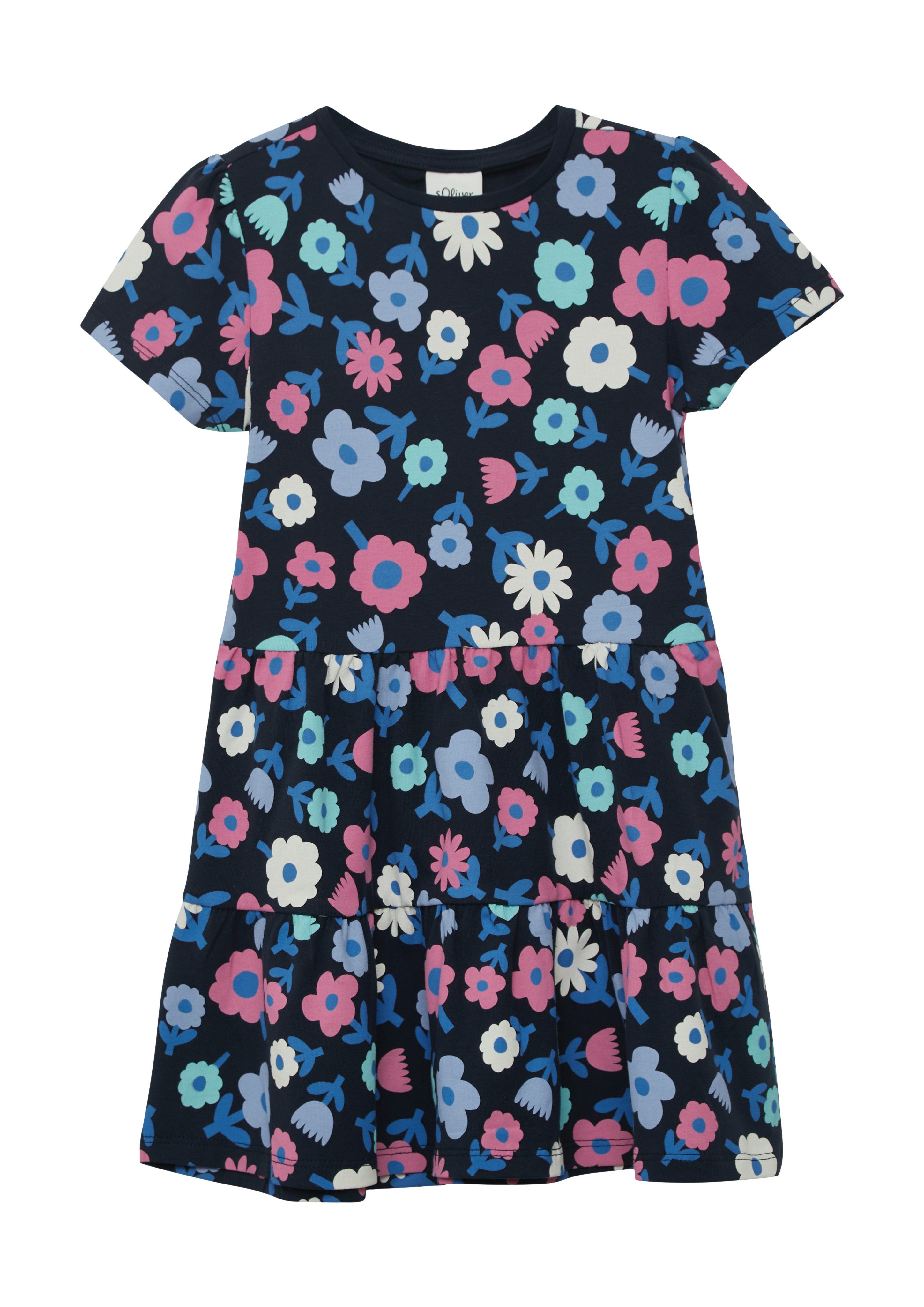 s.Oliver RED LABEL Junior Jurk in a-lijn met print all-over meisjes zomerjurken maat 92 blauw