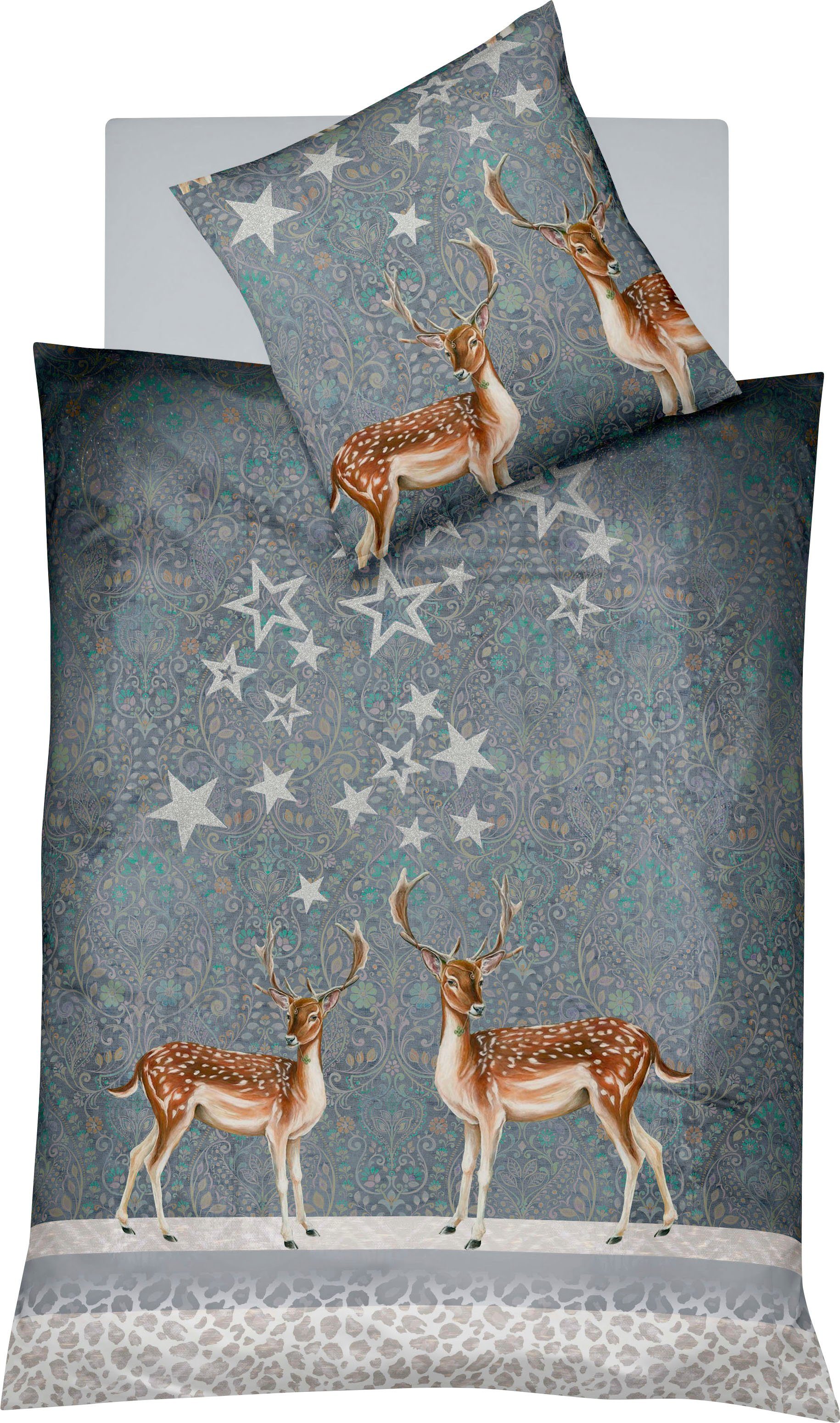 fleuresse Overtrekset Aspen 4114 Fijnflanel, katoen, in mt. 135x200, 155x220, 200x200 cm (2-delig) dekbedovertrekken maat 1x 135x200 cm blauw