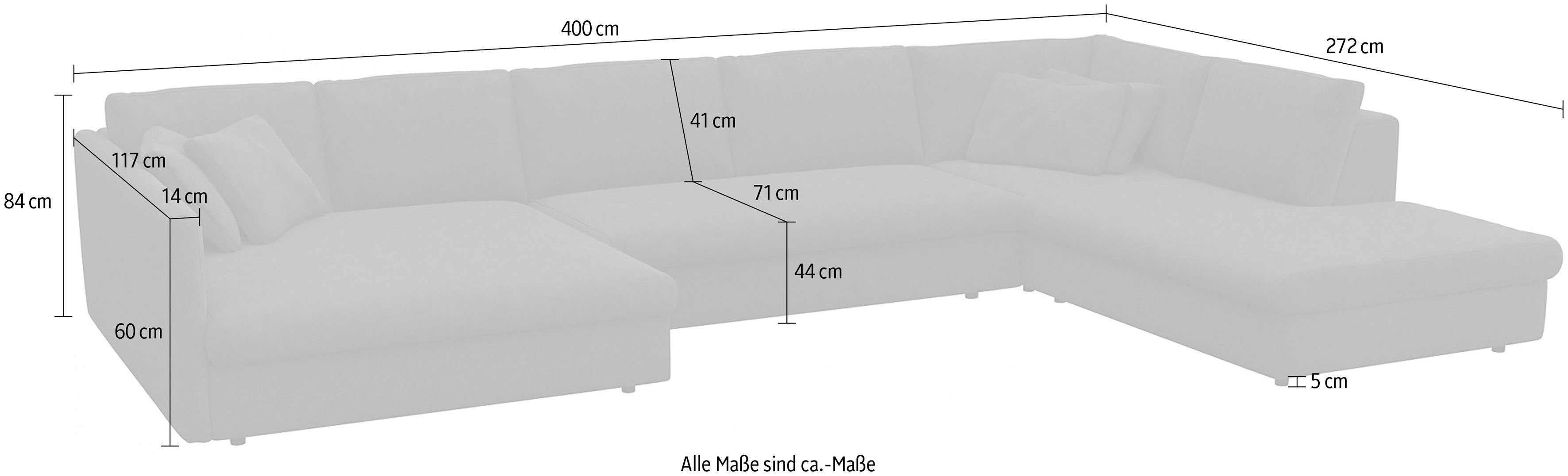 FLEXLUX Zithoek Lovane, U-vorm, comfortabel en comfortabel Zacht en zeer comfortabel, grote zitdiepte op koudschuim, inclusief sierkussen