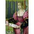 queence artprint op acrylglas vrouw met boek groen