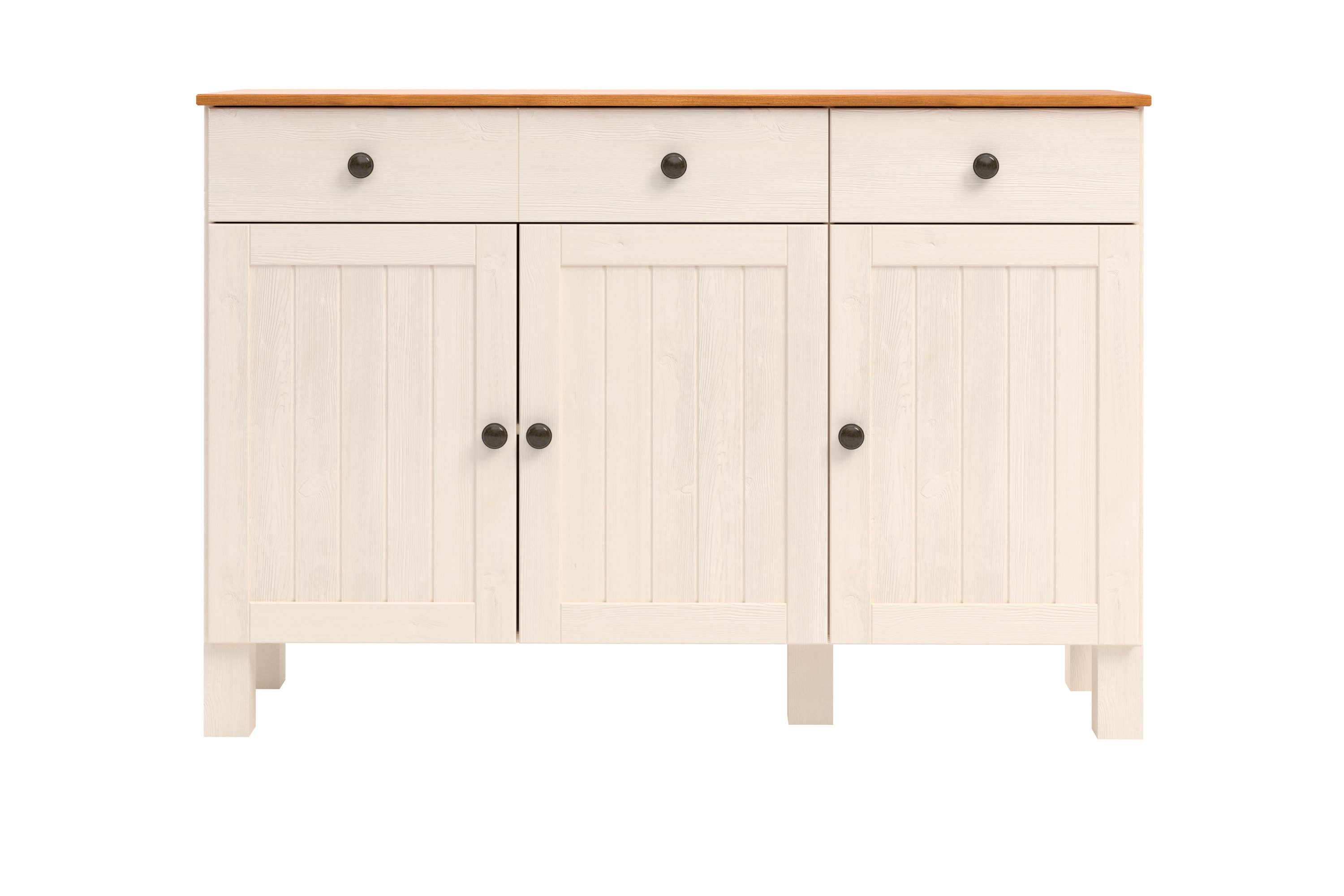 Home affaire Sidetable Alby2 Met 3 deuren, 3 lades en metalen grepen, breedte 125 cm