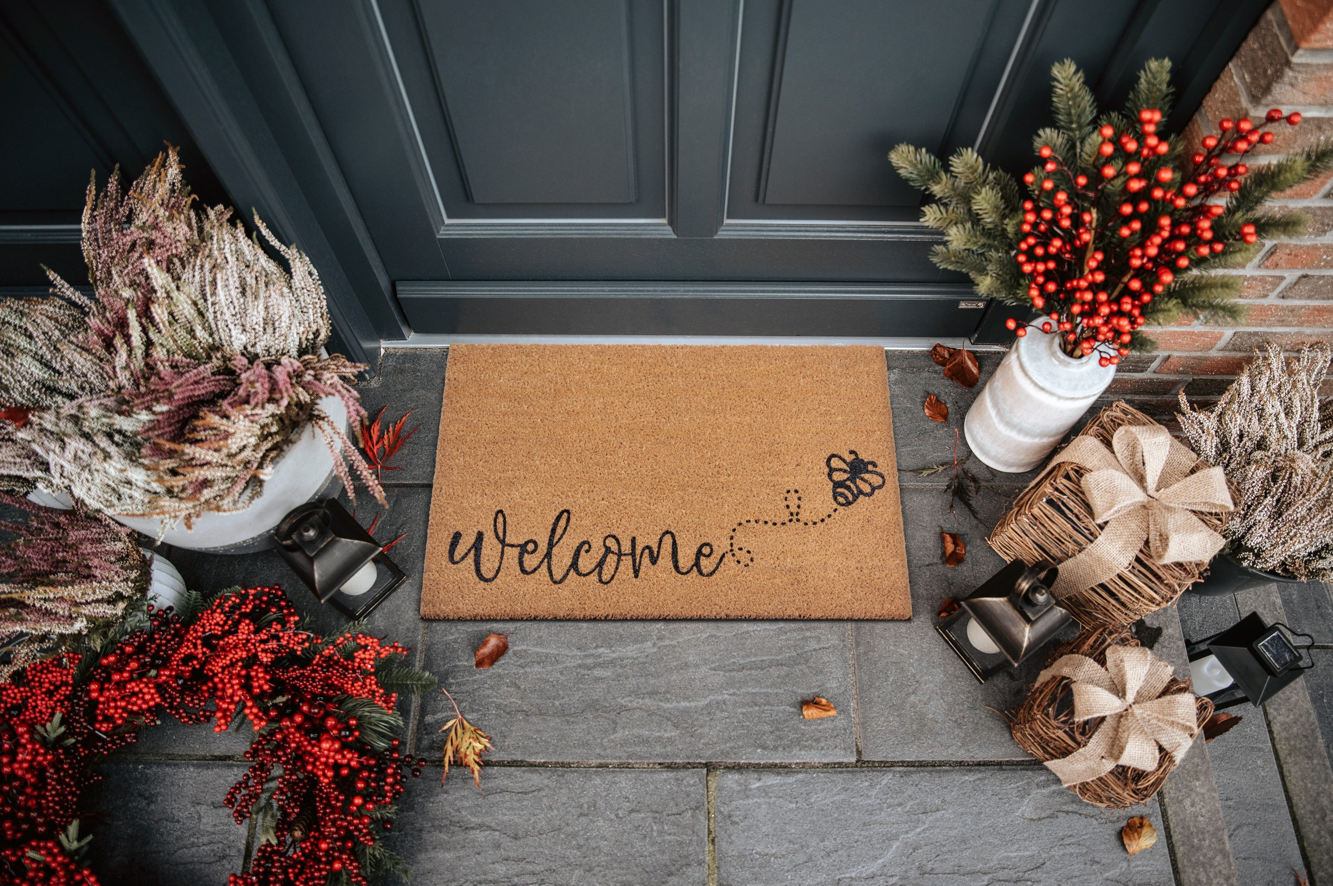 HANSE Home Mat Kokos Bee Welcome, deurmat Kokos, vuilopvangmat, outdoor, antislip, binnen, kokosmat, gang