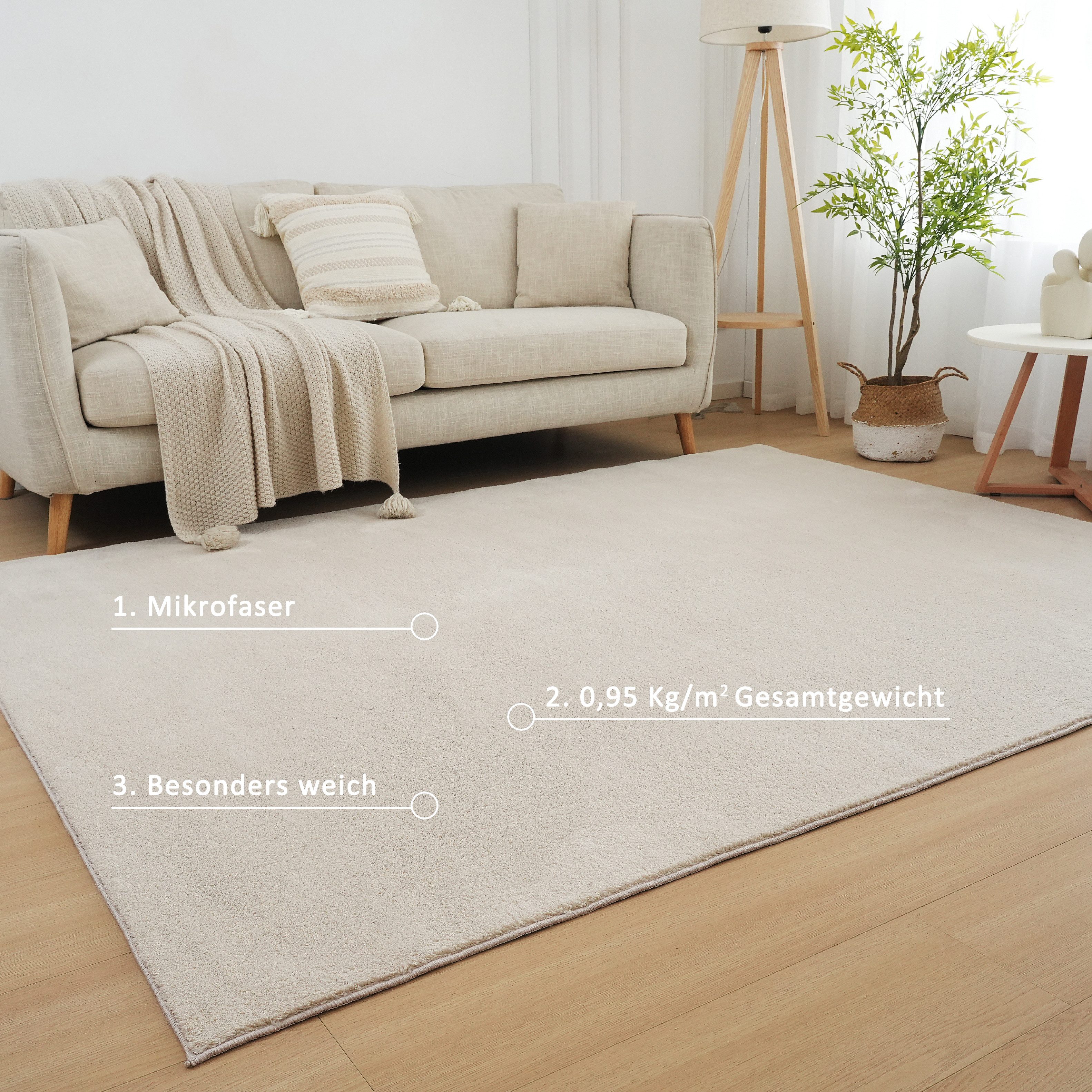 my home Vloerkleed Cali light, zacht, modern, wasbaar