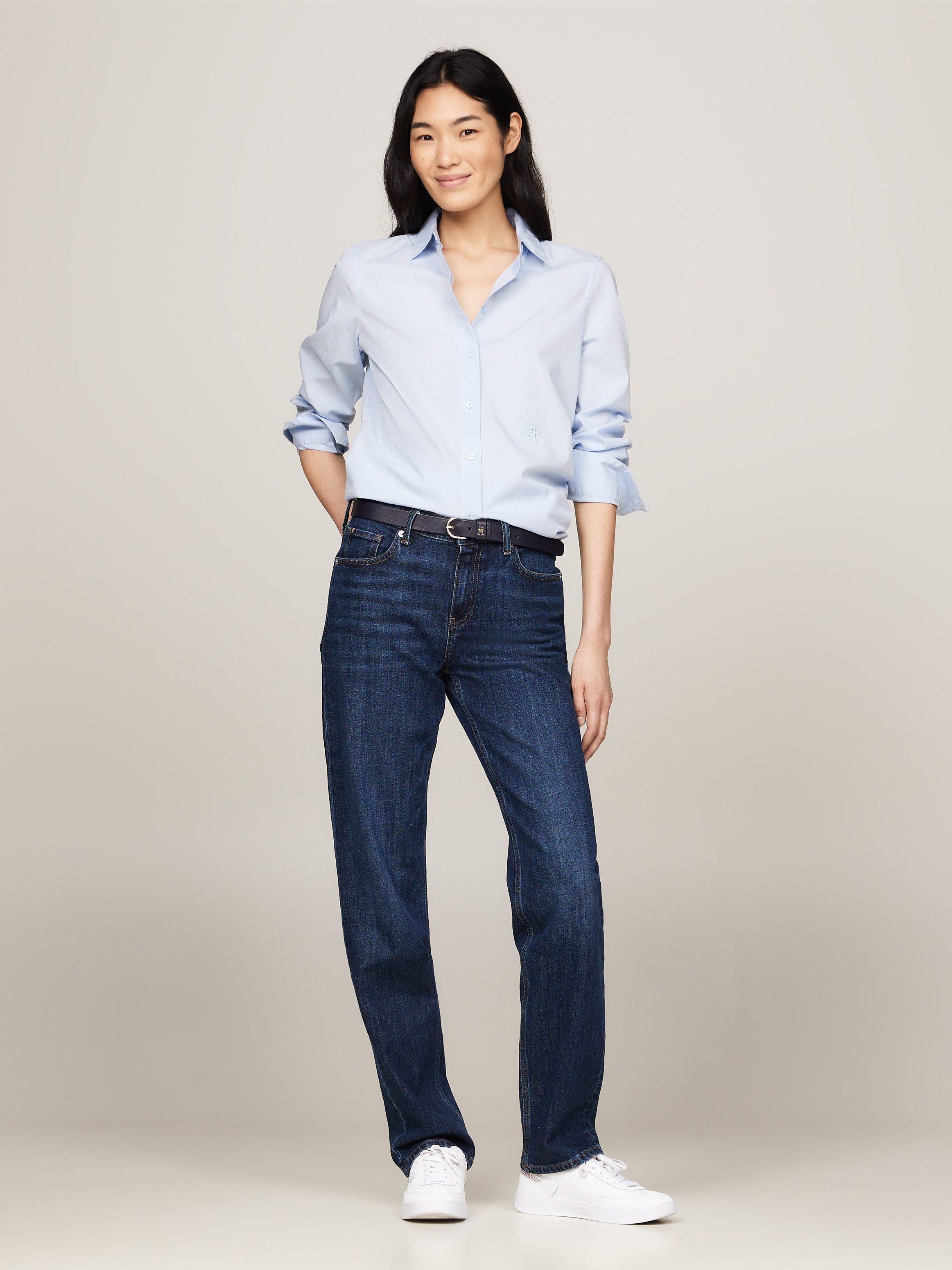 Tommy Hilfiger Overhemdblouse ESS POPLIN REGULAR SHIRT met popeline geborduurd logo