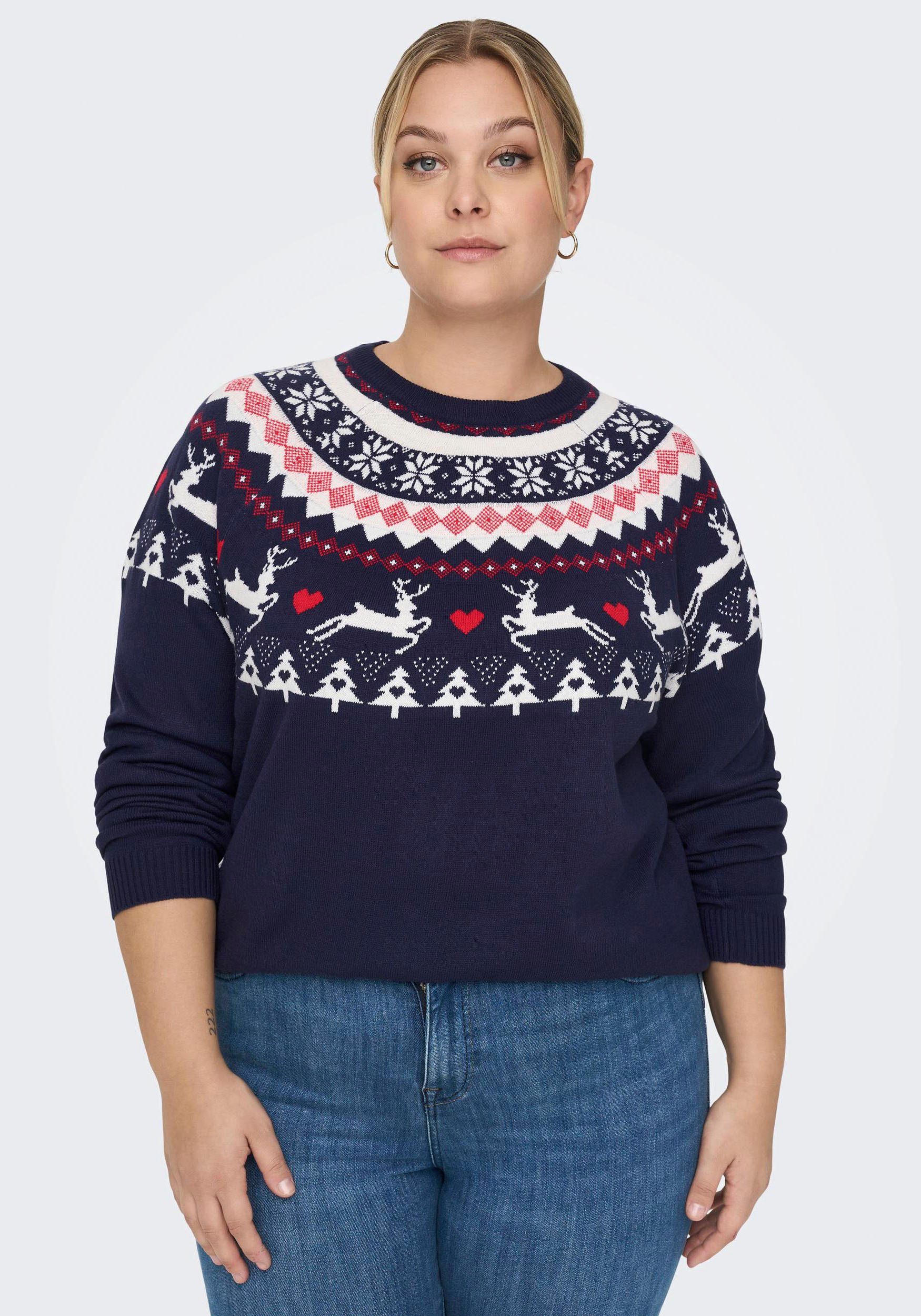 ONLY CARMAKOMA Kersttrui CARSNOW LS XMAS PULLOVER KNT
