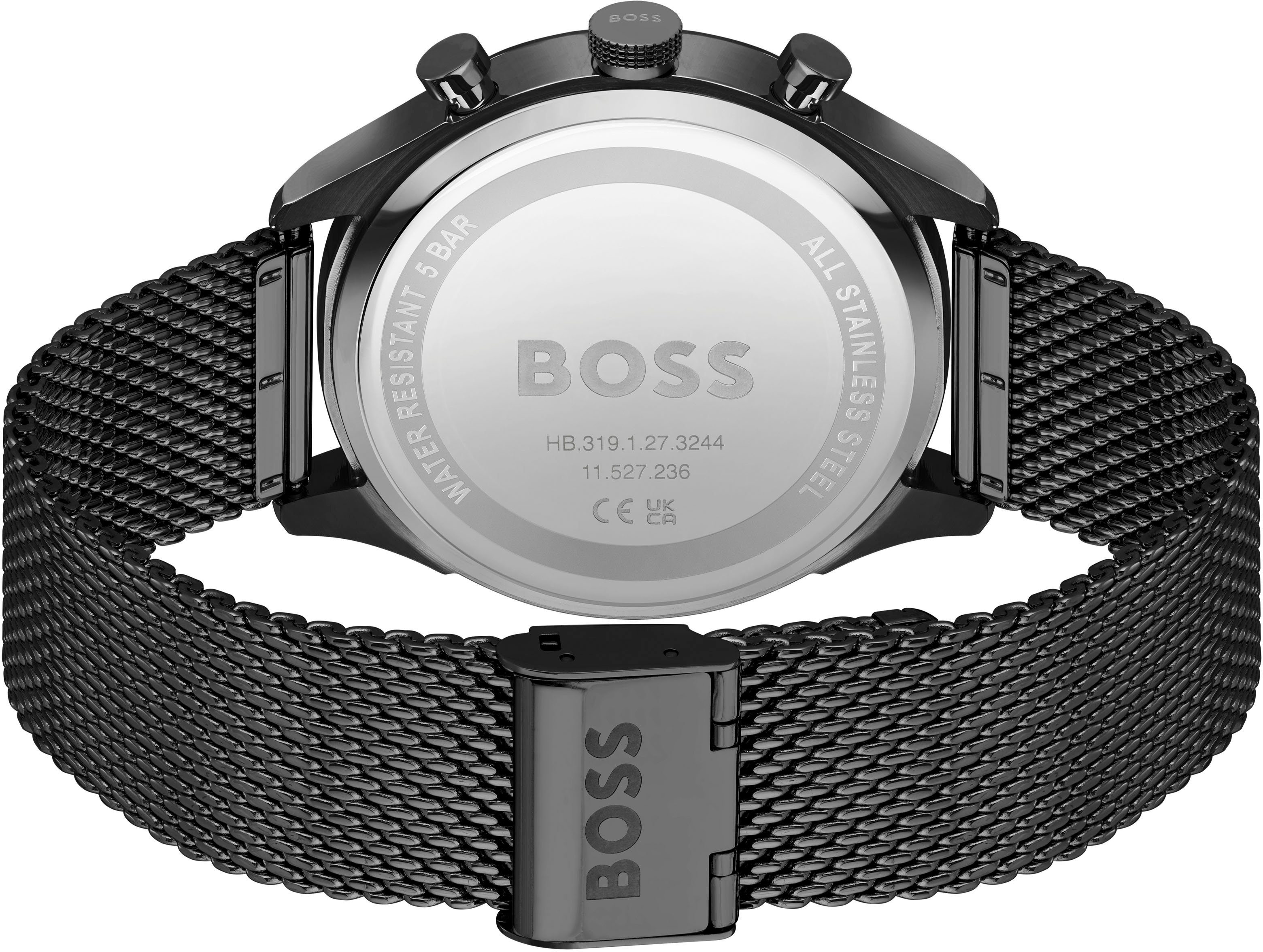 Boss Chronograaf Gregor Quartzhorloge, herenhorloge, horloge, stopwatchfunctie, roestvrijstalen band