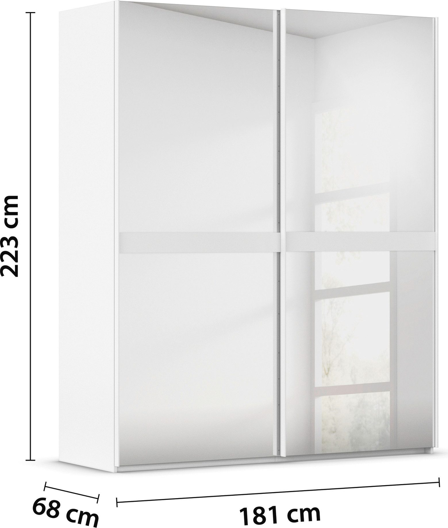 rauch Schuifdeurkast Kledingkast kast garderobe slaapkamerkast SCALE-LINE edel uiterlijk met buikband in corpuskleur spiegelfront made in germany