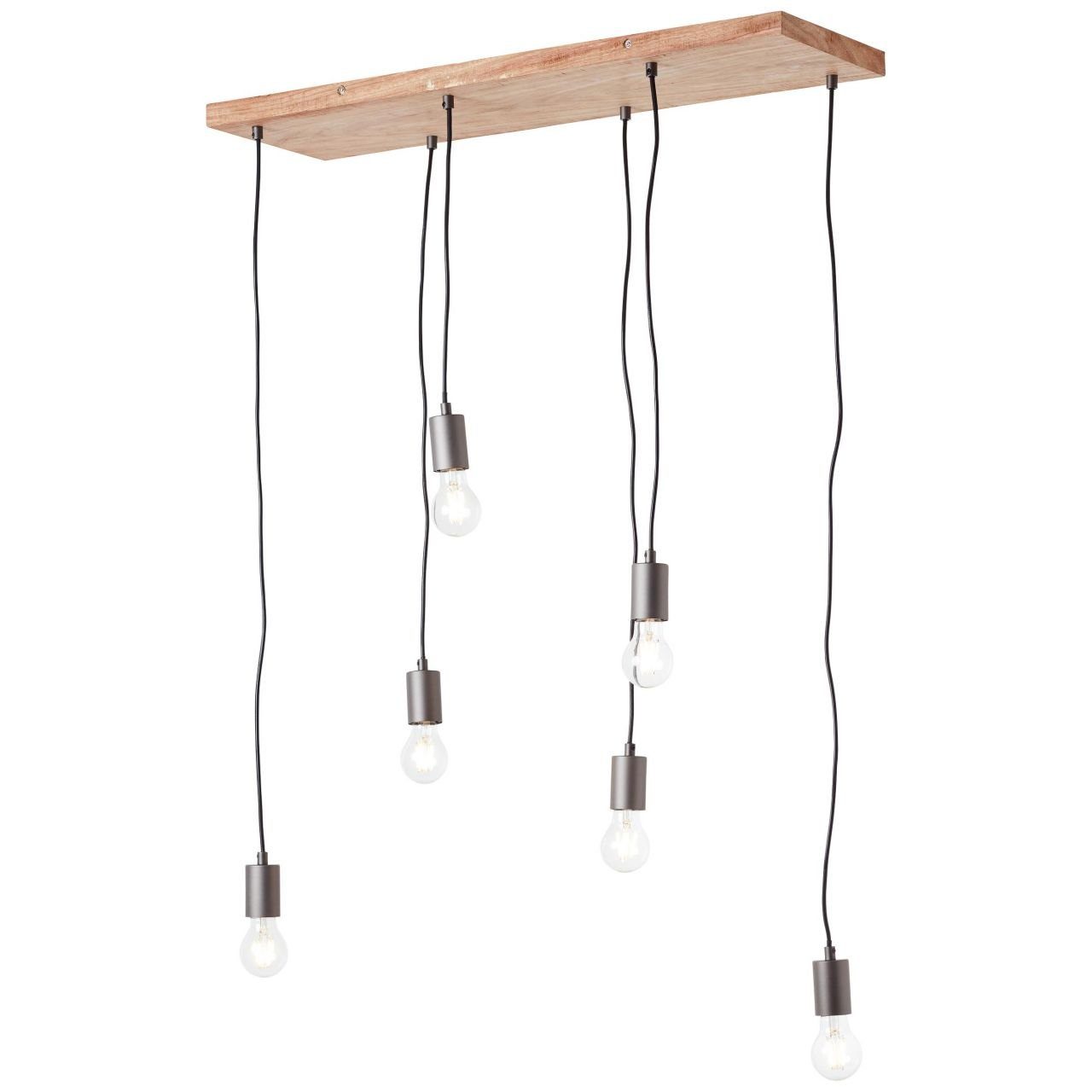 Brilliant Leuchten Hanglamp Rustiek Hanglamp 6 fittingen zwart/houtkleur (1 stuk)